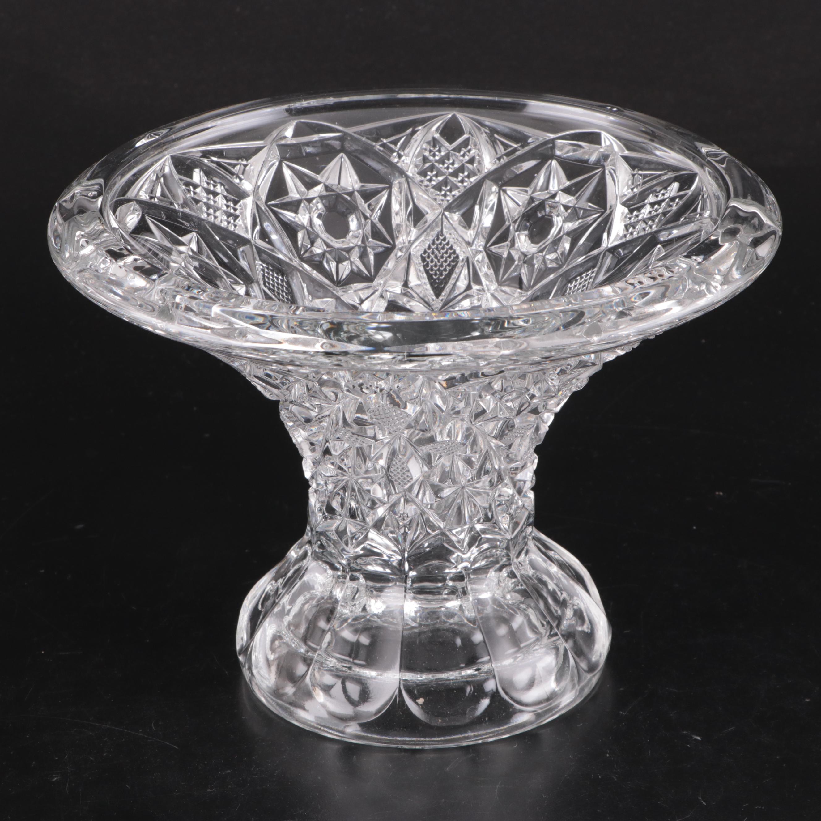 Pressed Glass Punch Bowl with Stand and Cups, 20th Century
