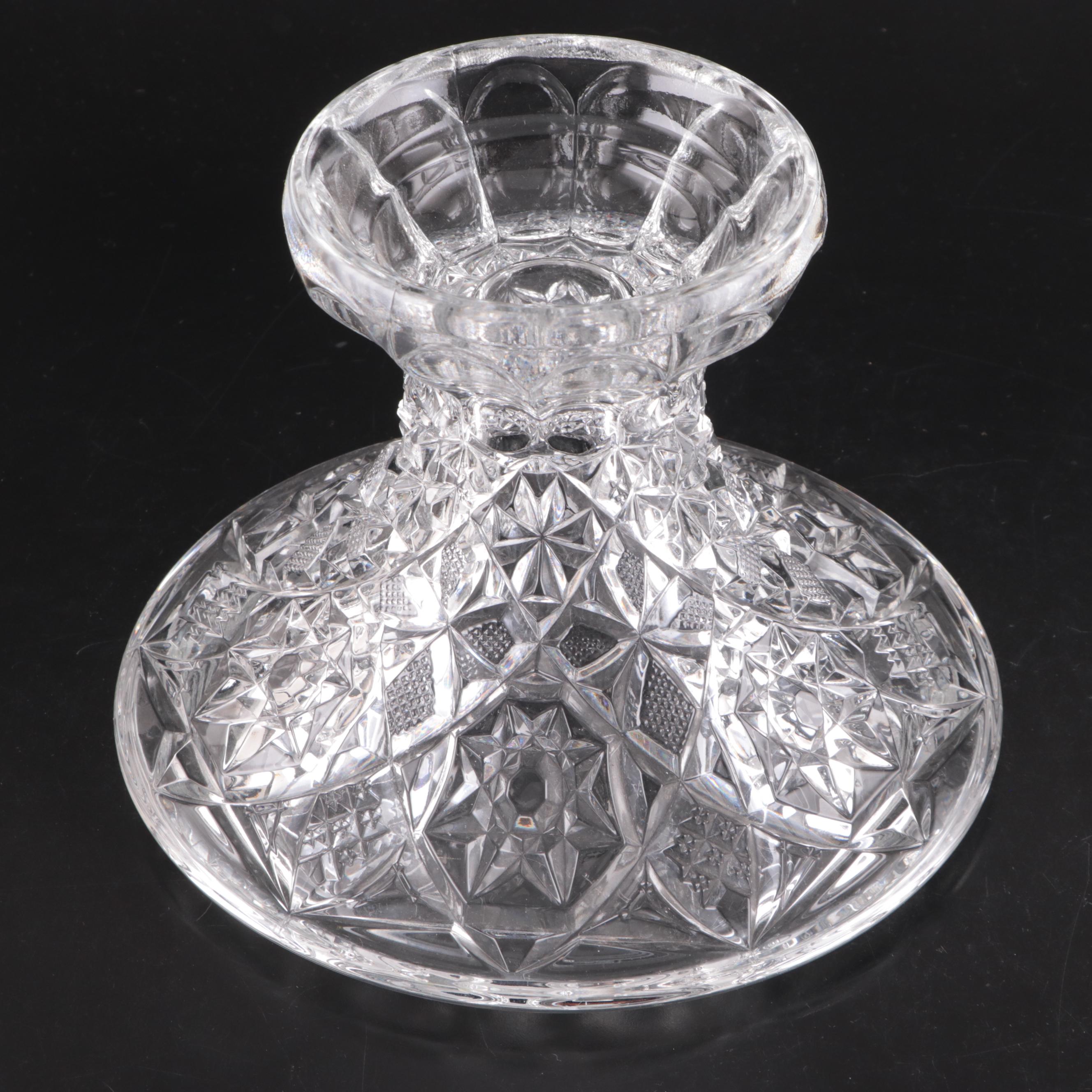 Pressed Glass Punch Bowl with Stand and Cups, 20th Century