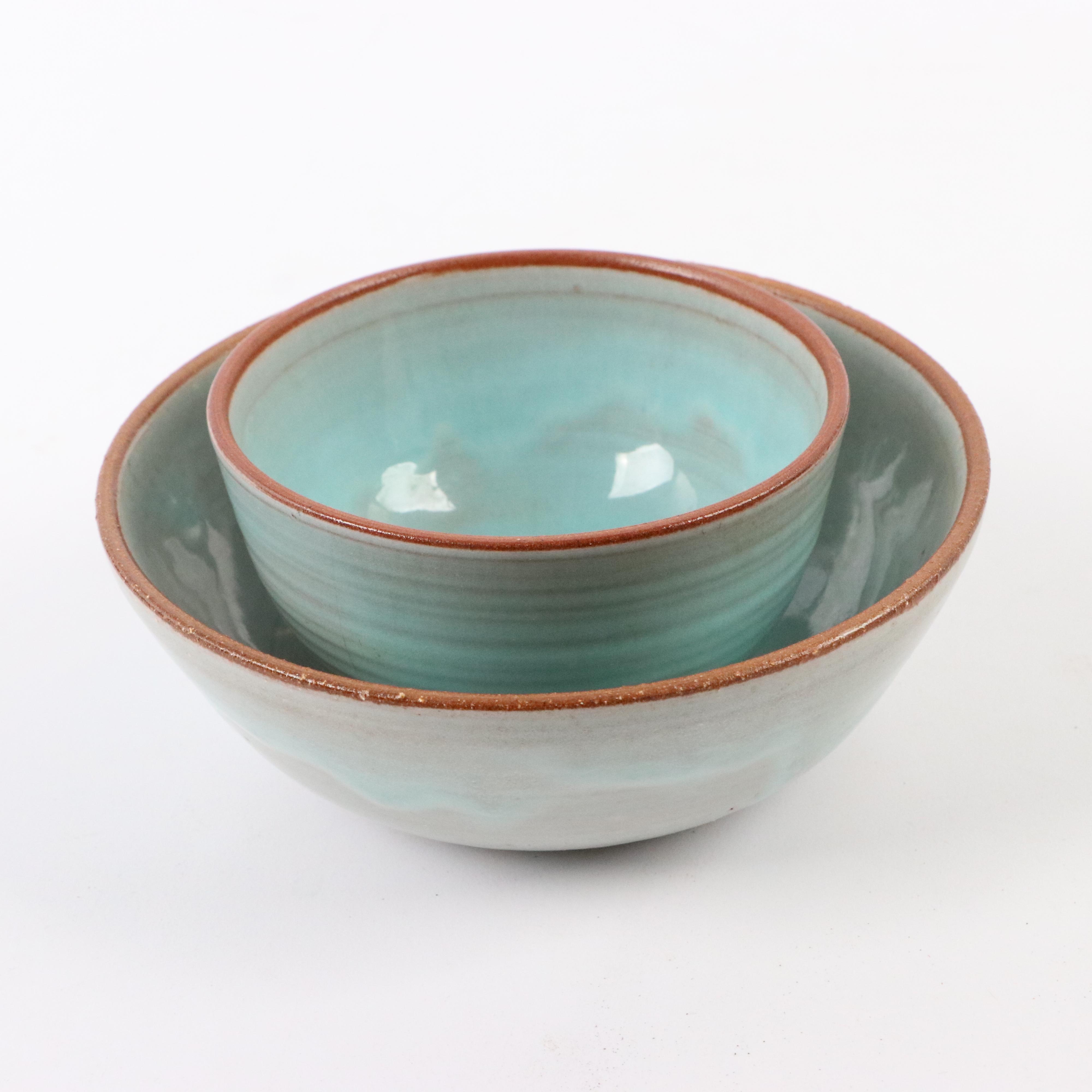 Merritt Island Pottery Hand Thrown Soup Bowls and Bowls, Late 20th C.