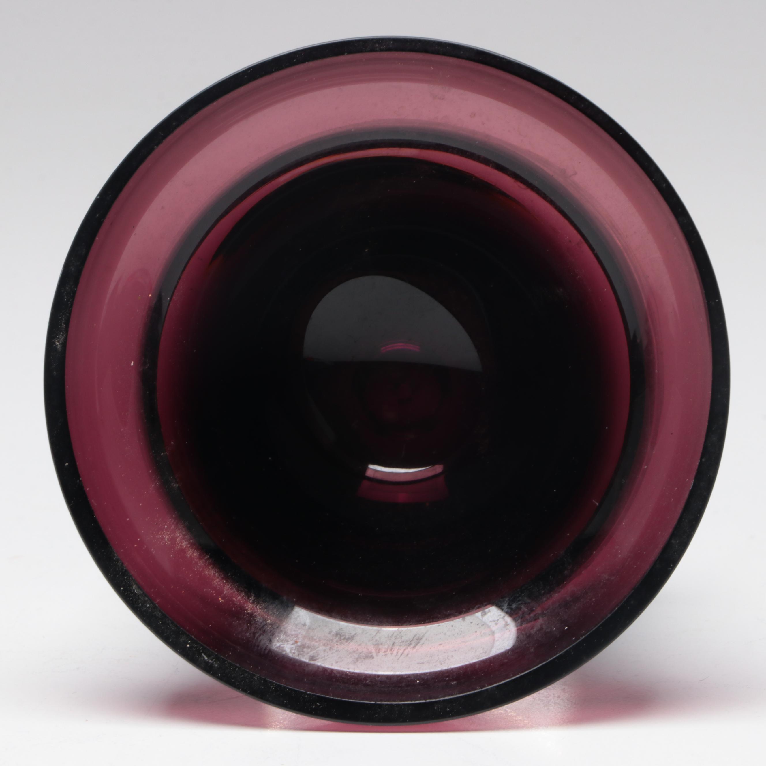 Amethyst Glass Lipped Bowls and Footed Bowl