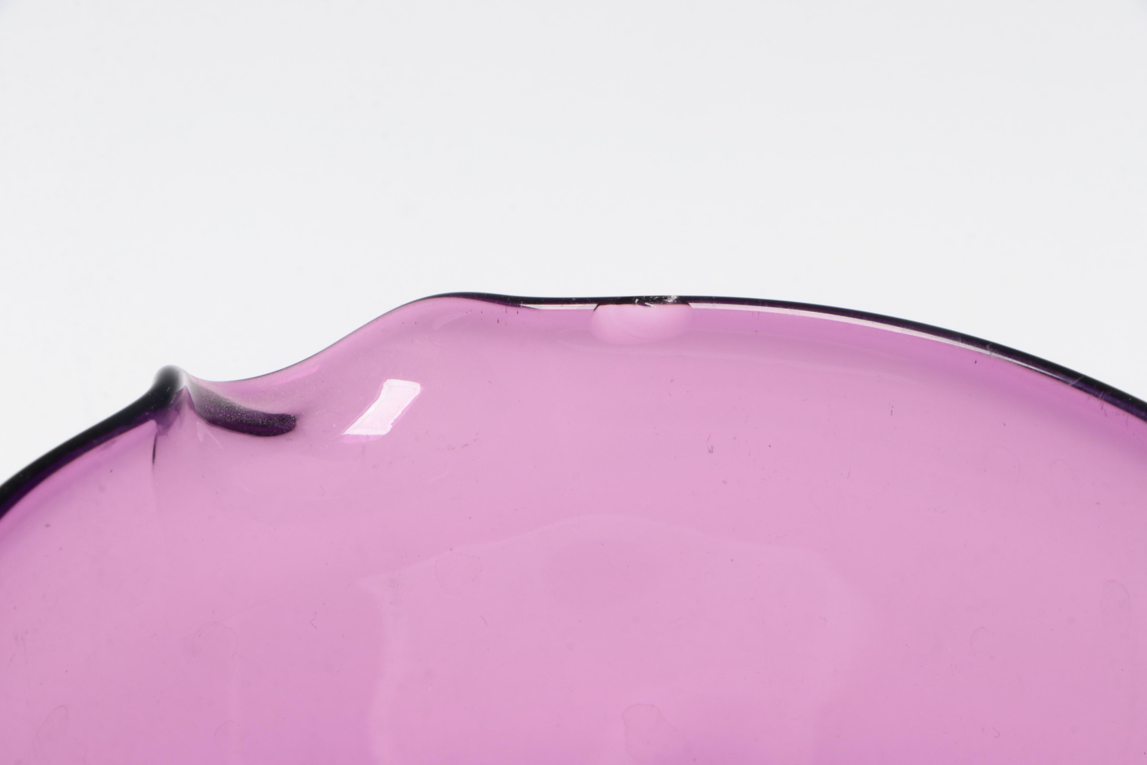 Amethyst Glass Lipped Bowls and Footed Bowl