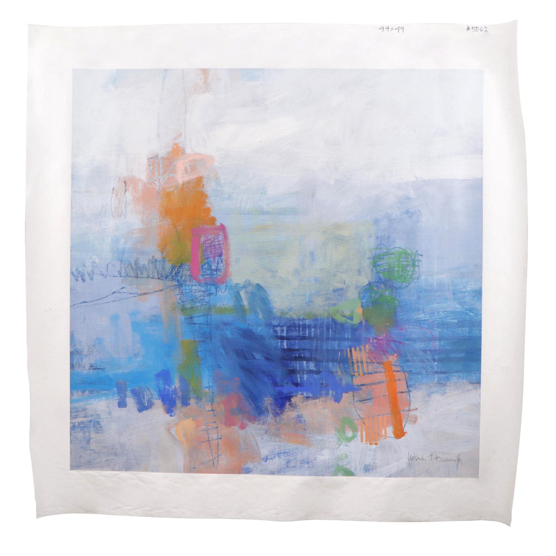 Ursula J. Brenner Abstract Mixed Media Painting, 21st Century