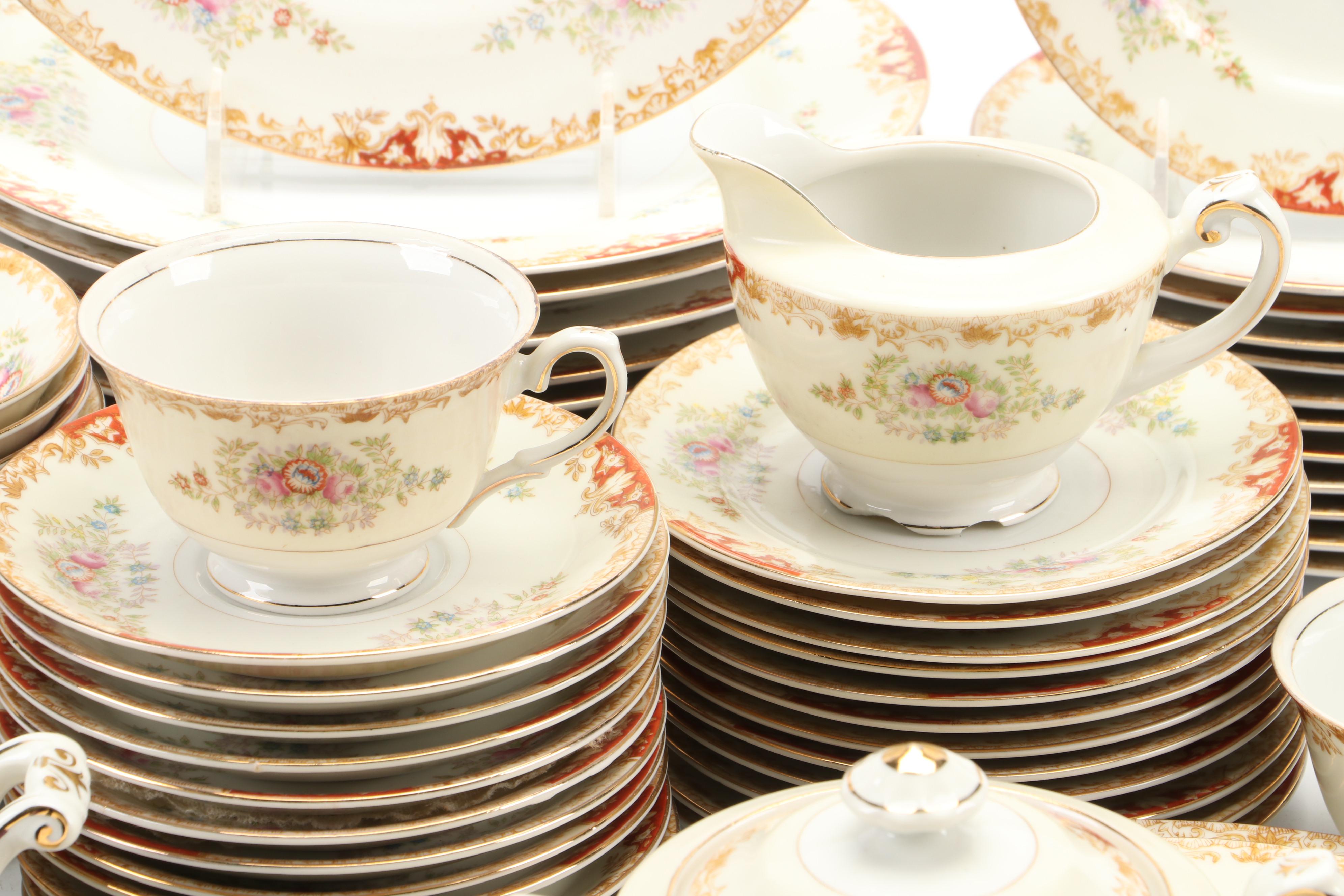 Japanese Porcelain Art Deco Style Tableware, Mid-20th Century