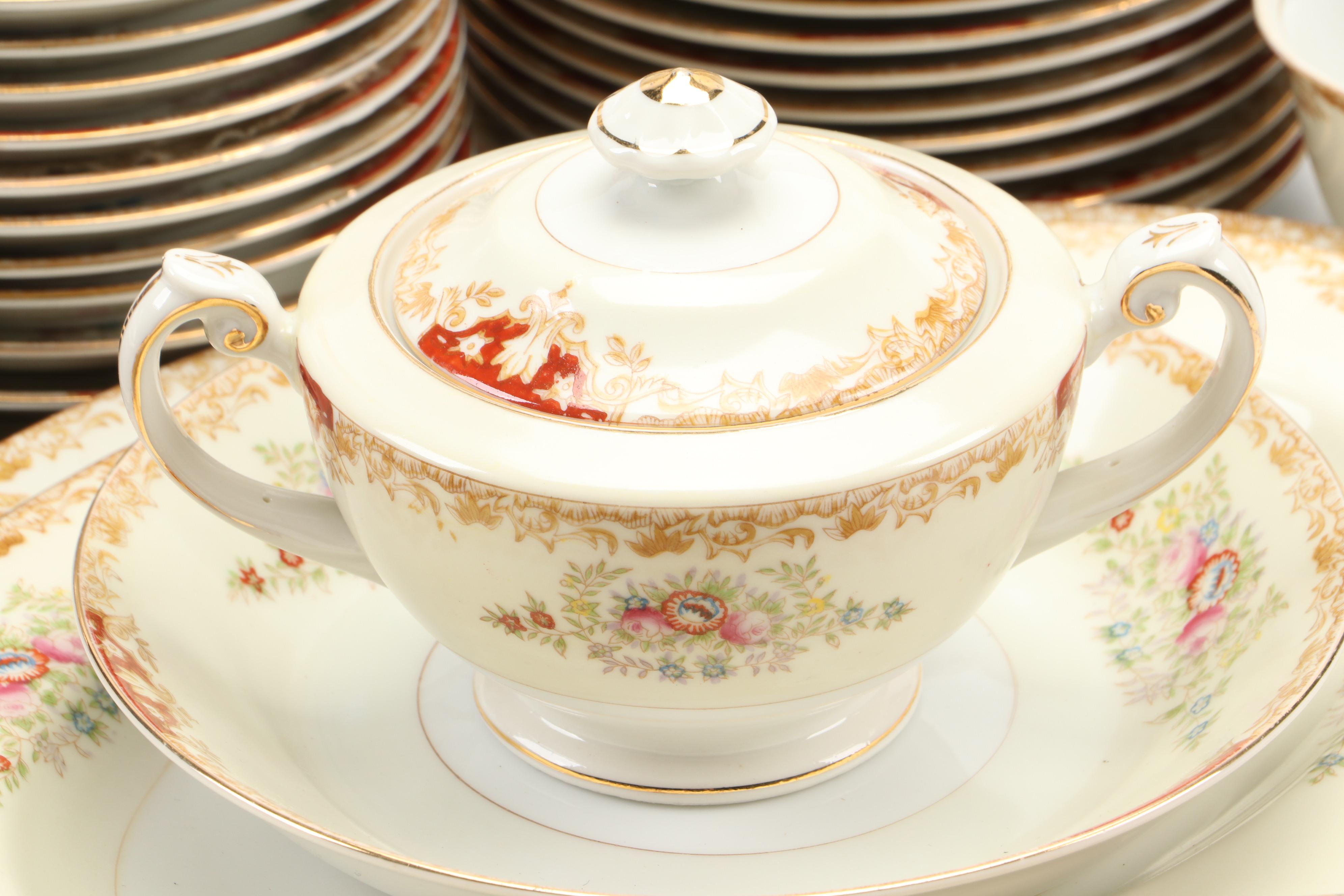 Japanese Porcelain Art Deco Style Tableware, Mid-20th Century