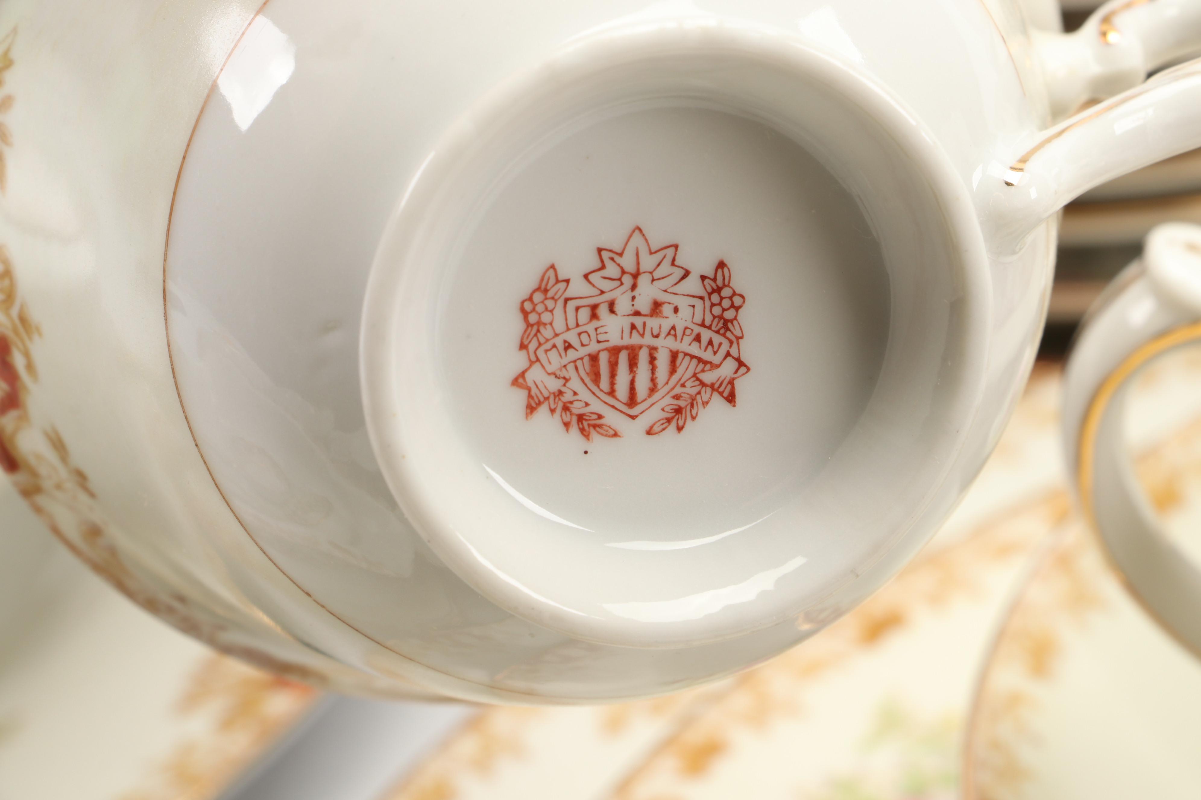 Japanese Porcelain Art Deco Style Tableware, Mid-20th Century