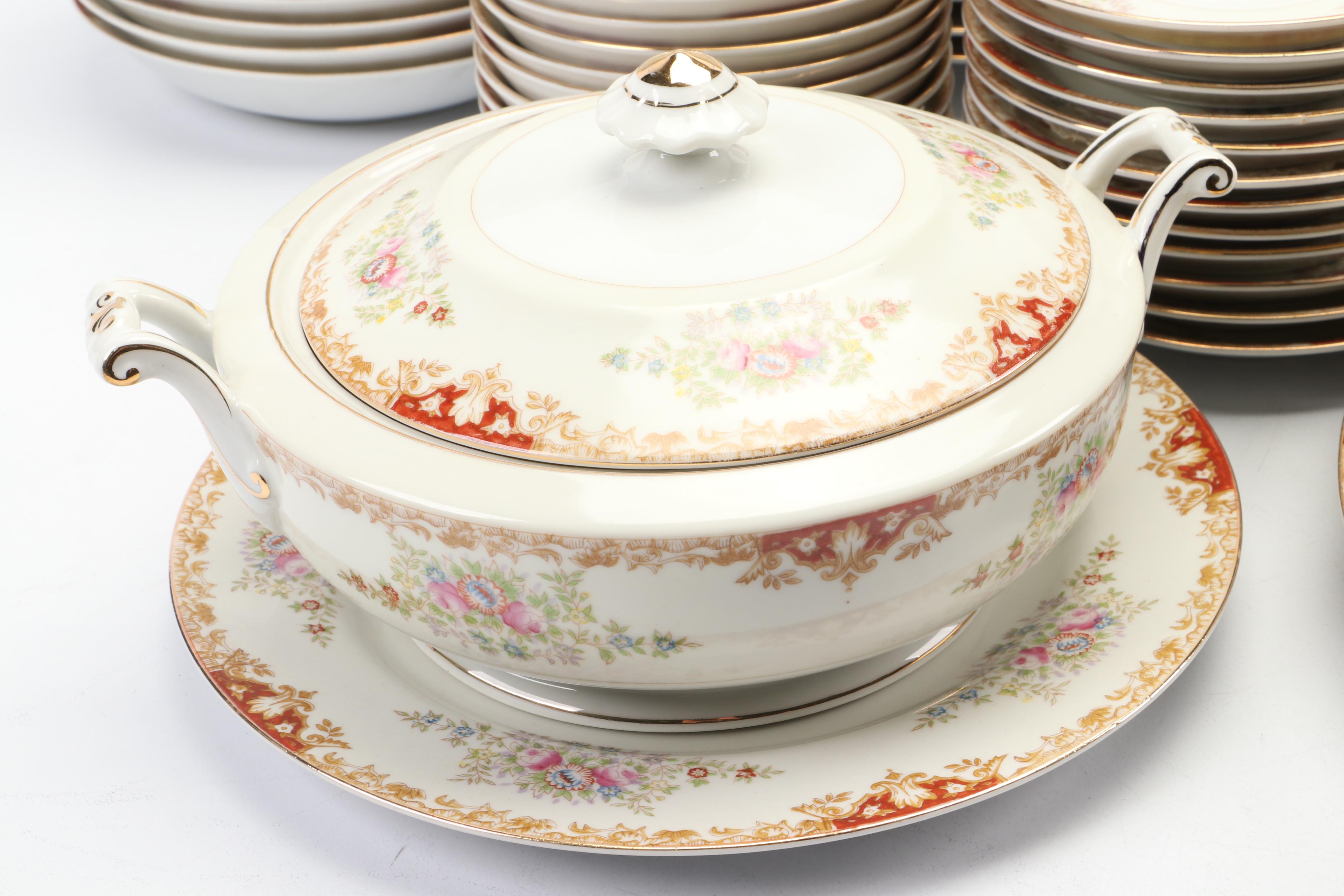 Japanese Porcelain Art Deco Style Tableware, Mid-20th Century