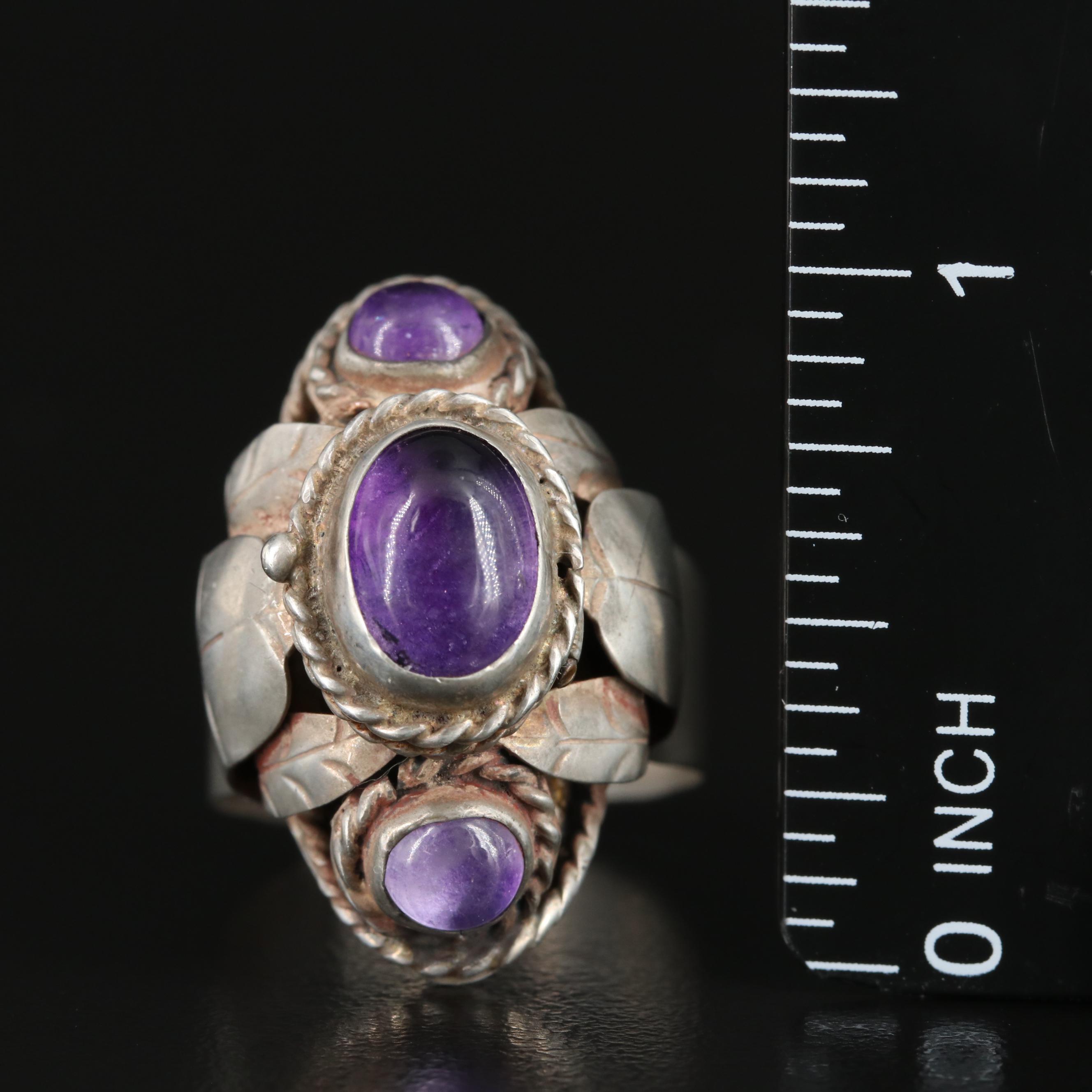 Mexican Sterling Amethyst Poison Ring
