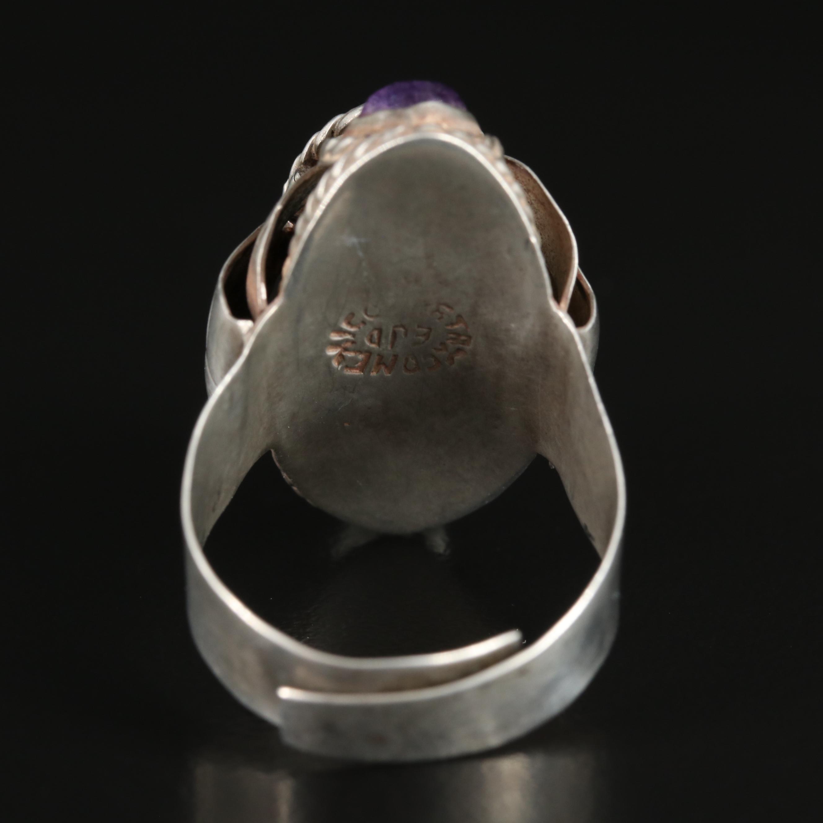 Mexican Sterling Amethyst Poison Ring