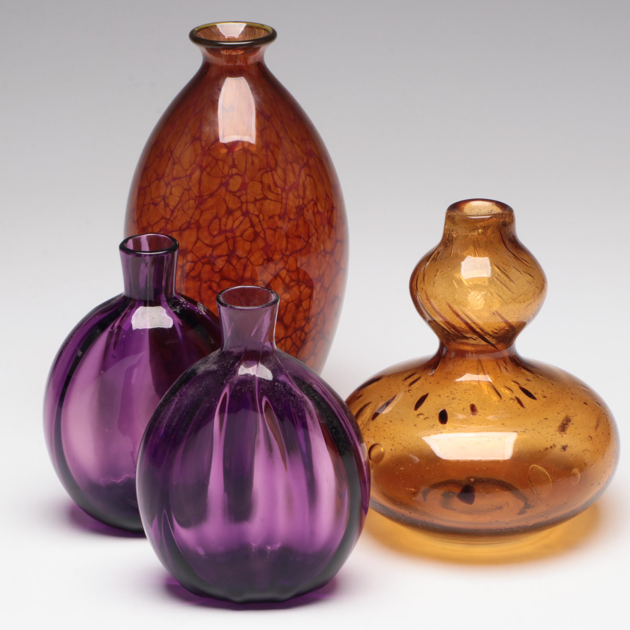 Pairpoint Amethyst and Other Amber Glass Vases