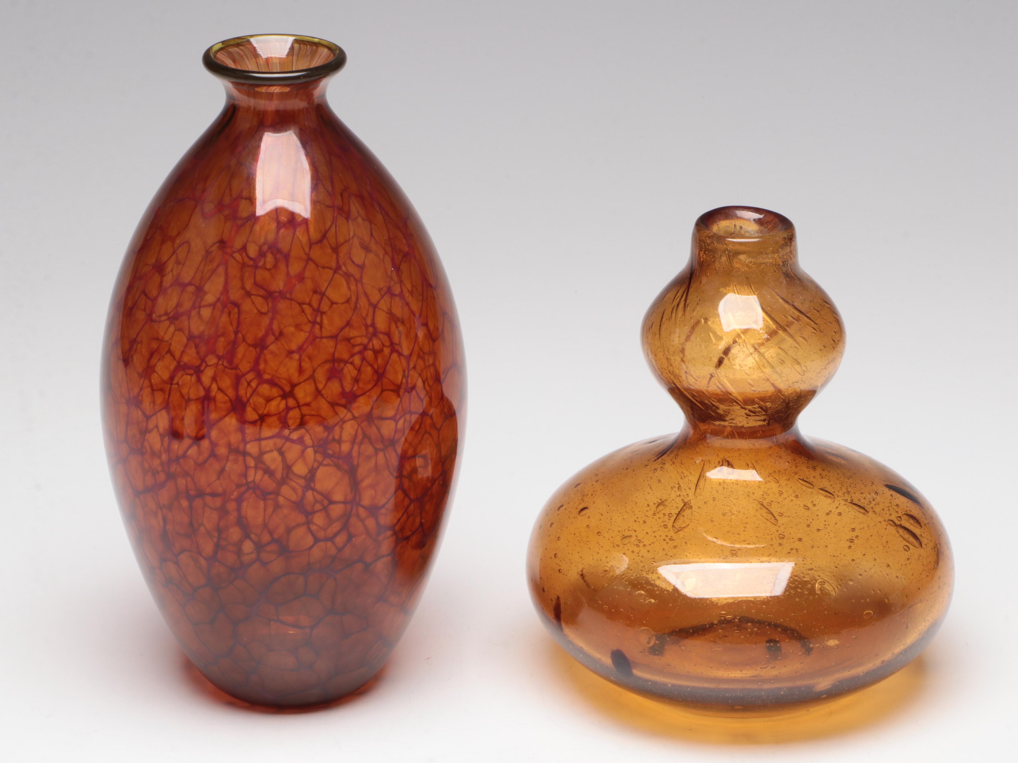 Pairpoint Amethyst and Other Amber Glass Vases