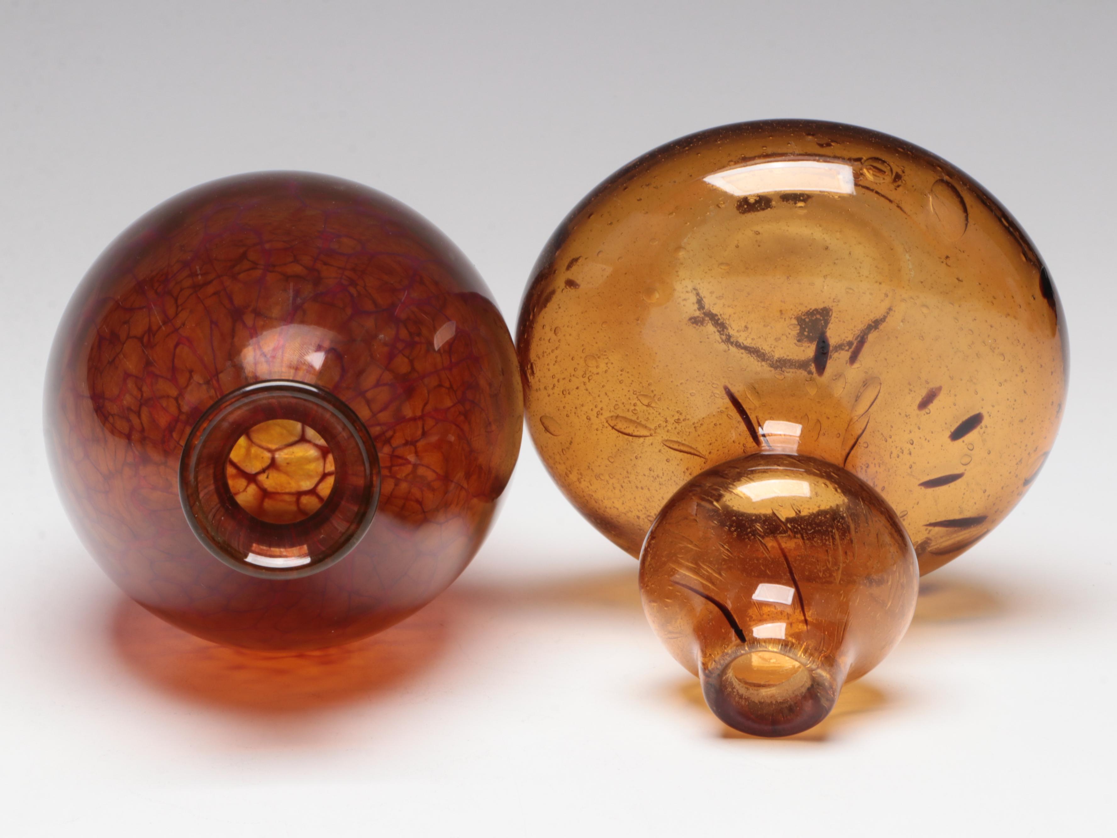 Pairpoint Amethyst and Other Amber Glass Vases