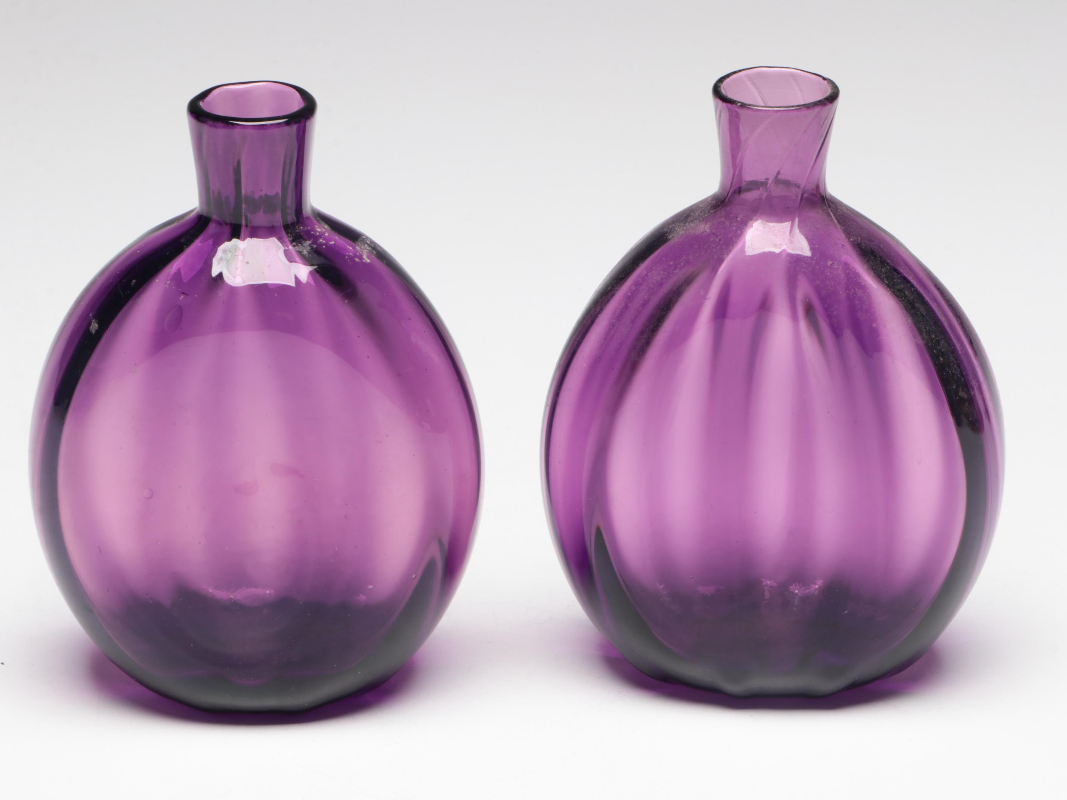 Pairpoint Amethyst and Other Amber Glass Vases