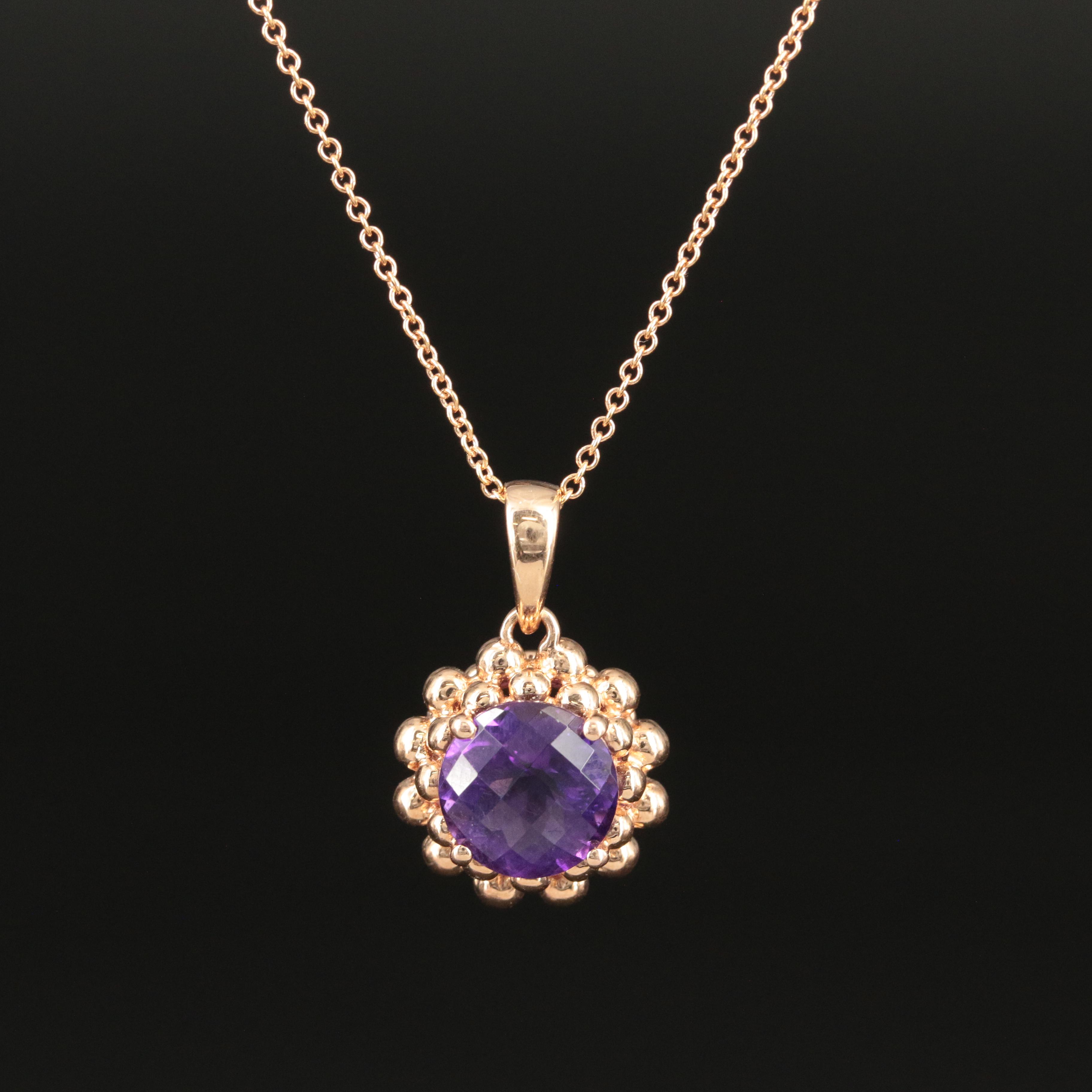 Effy 14K Rose Gold and Amethyst Pendant Necklace