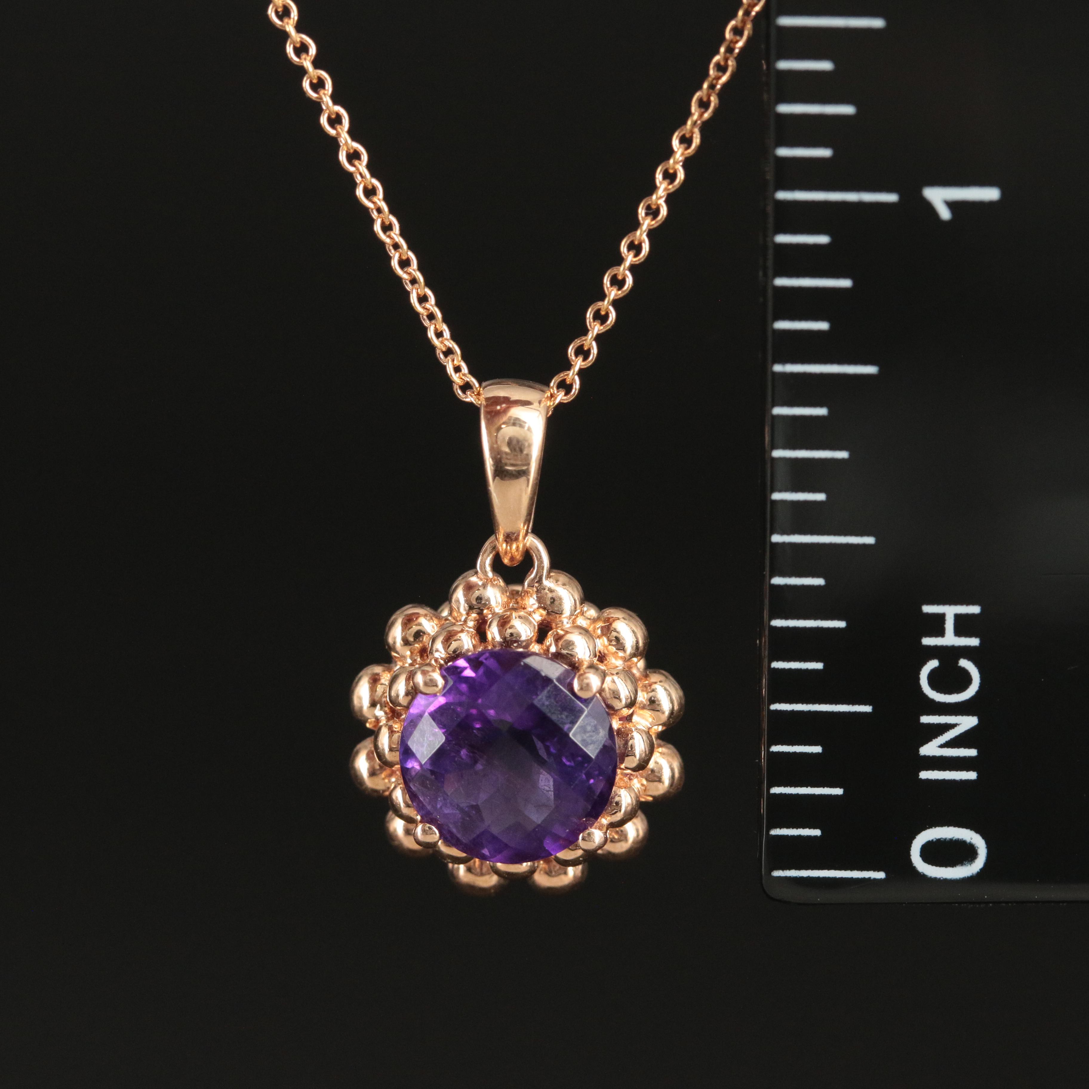 Effy 14K Rose Gold and Amethyst Pendant Necklace