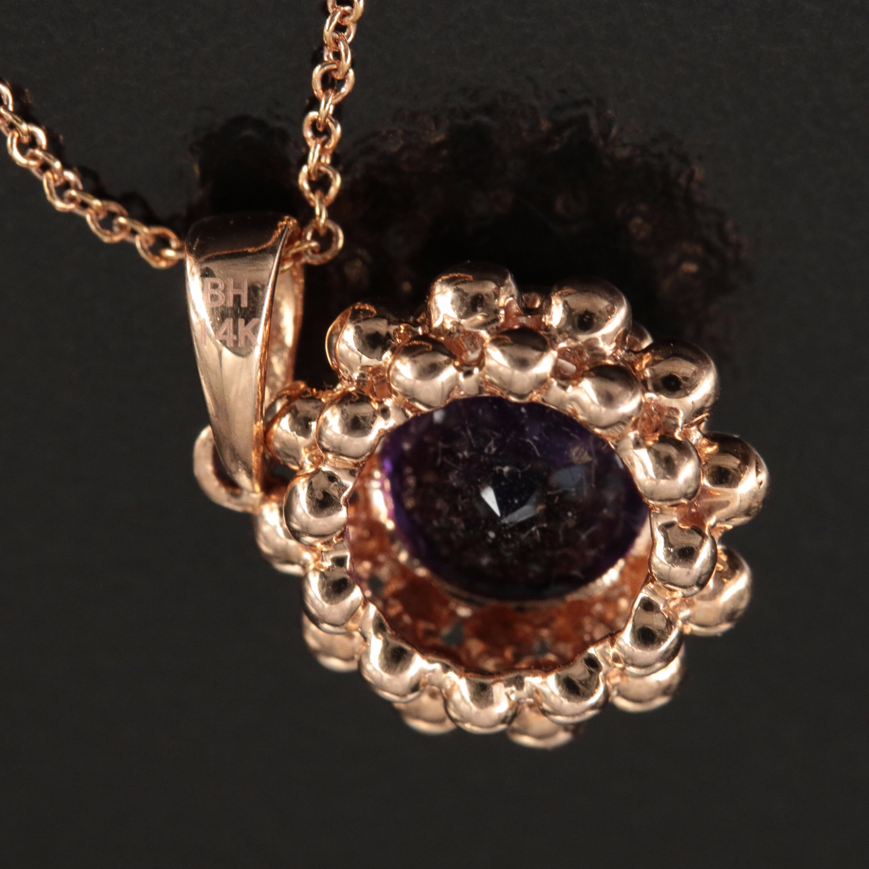 Effy 14K Rose Gold and Amethyst Pendant Necklace