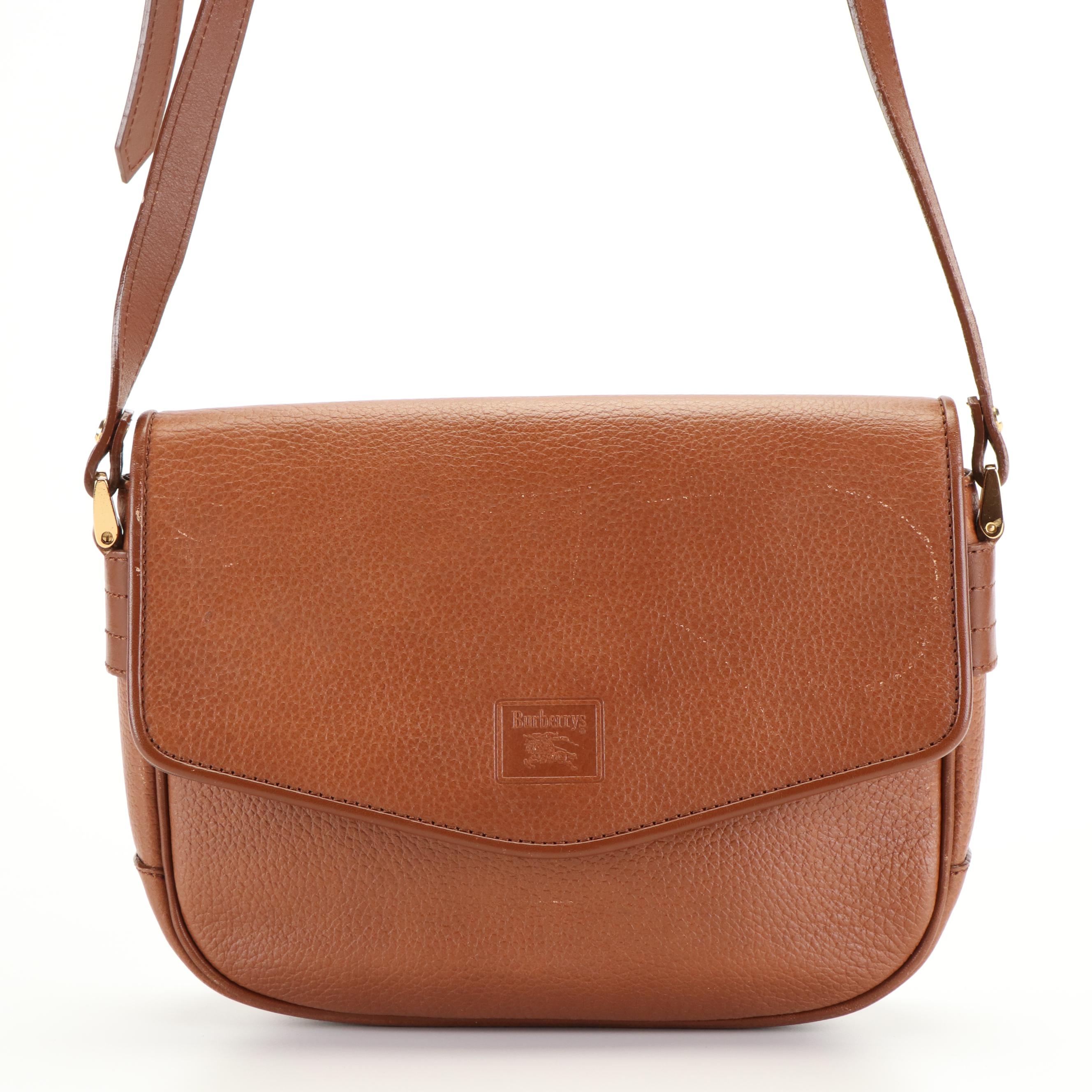 Burberrys FrontFlap Crossbody Bag in Brown Grain Leather EBTH