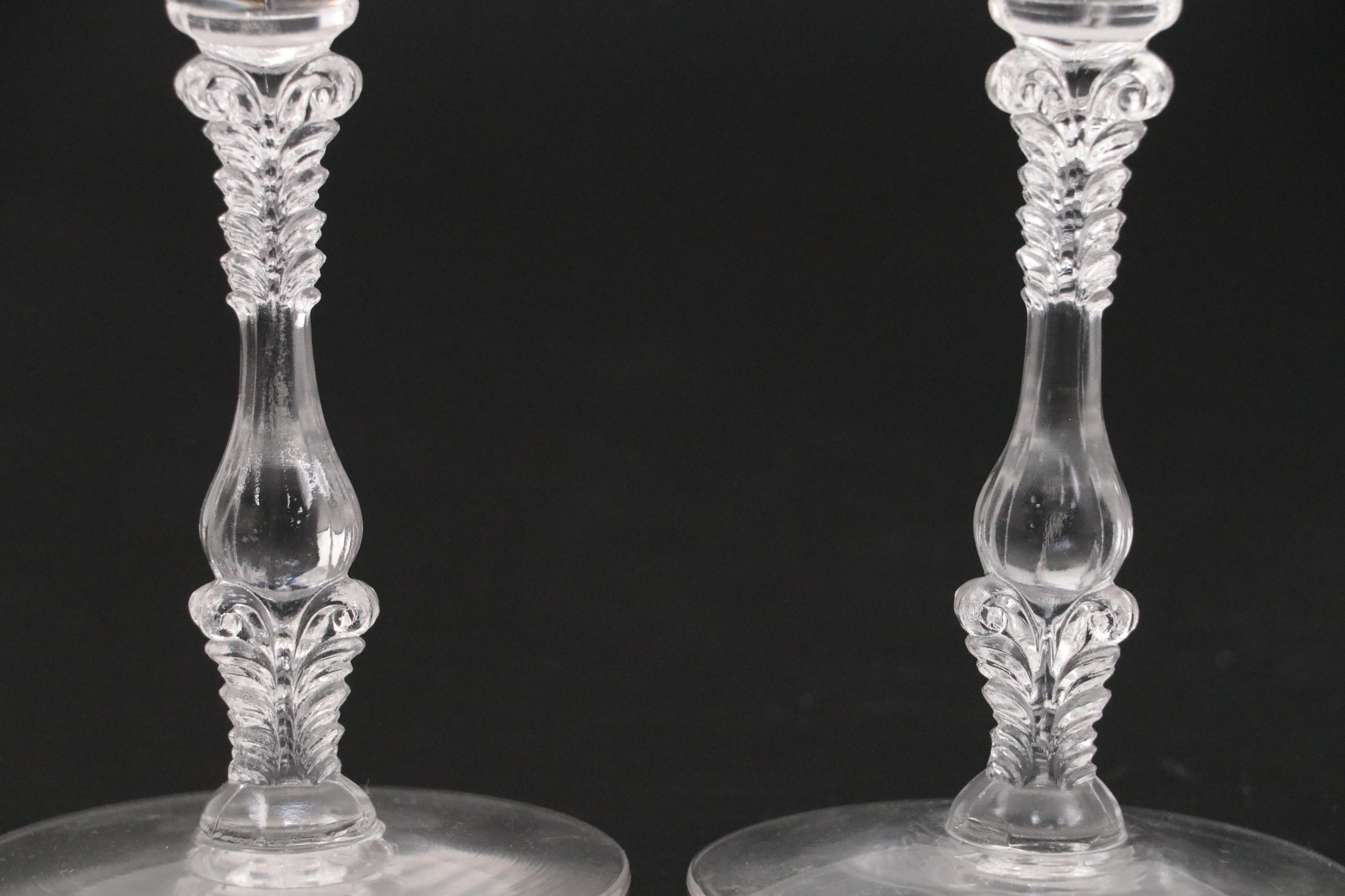 Floral Etched Glass Stemware, Set of Twelve