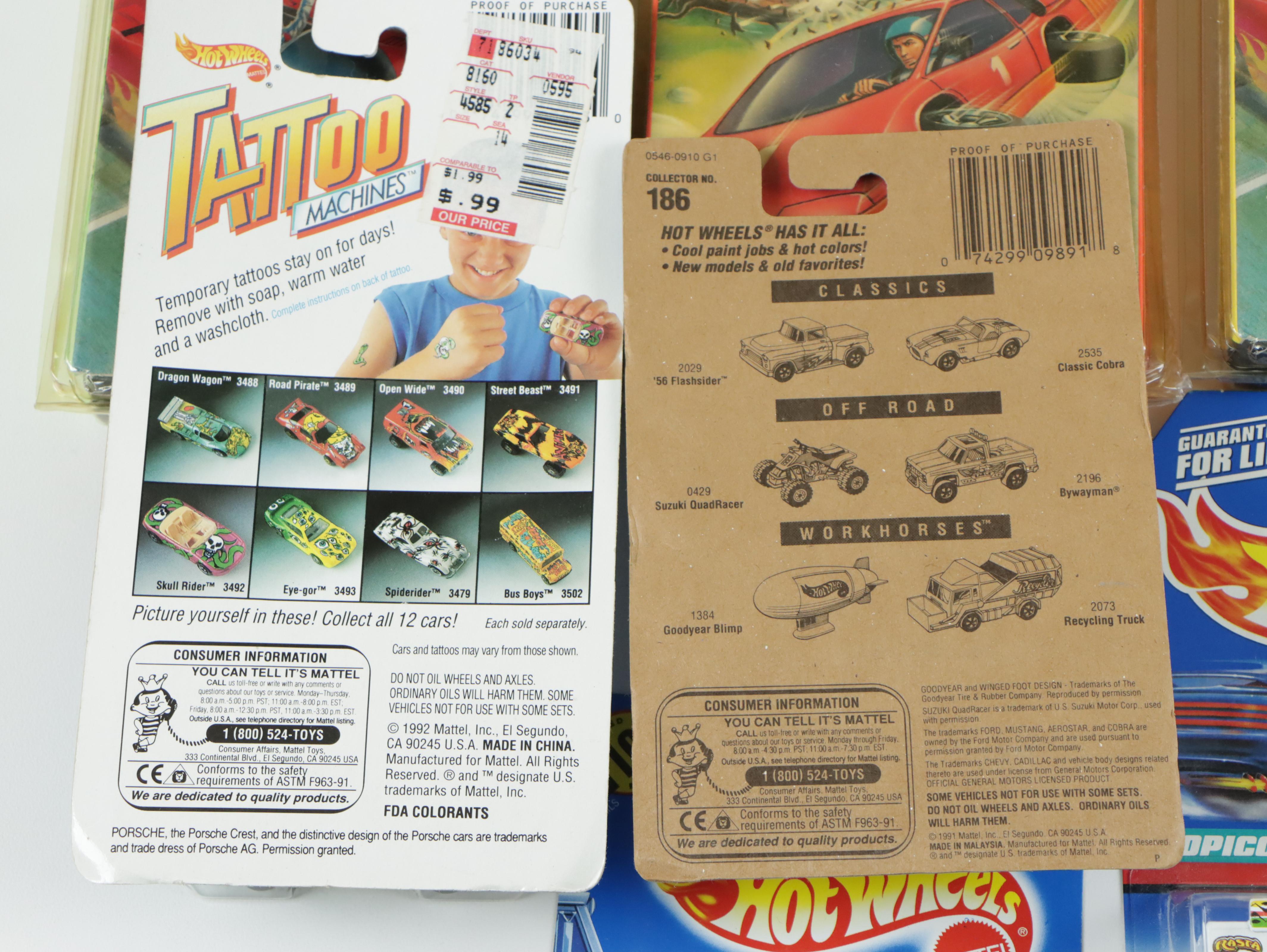 Hot Wheels Tattoo Machines, ReVealers, "Heroes on Hot Wheels" VHS, and More