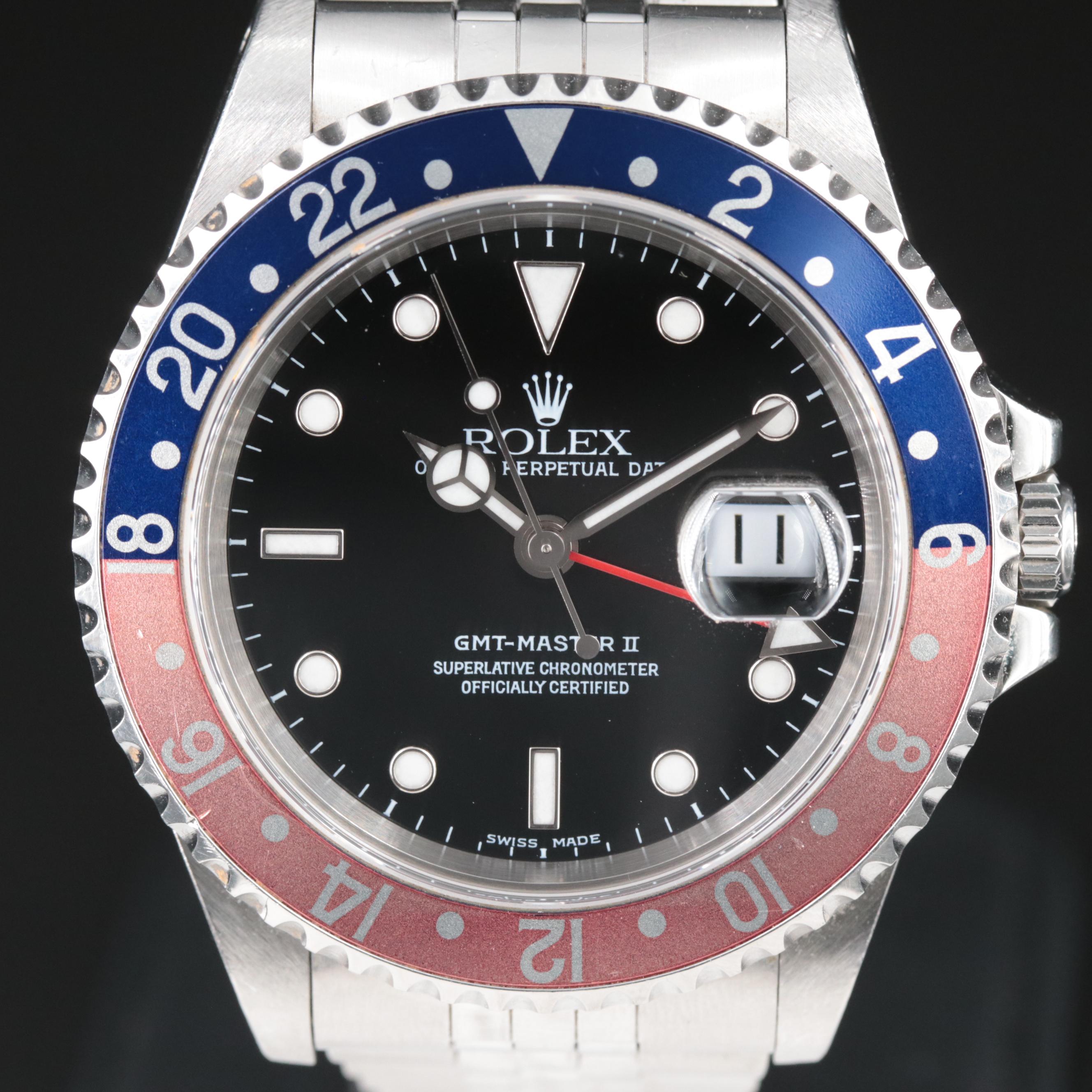 2000 Rolex GMT Master II Stainless Steel Watch