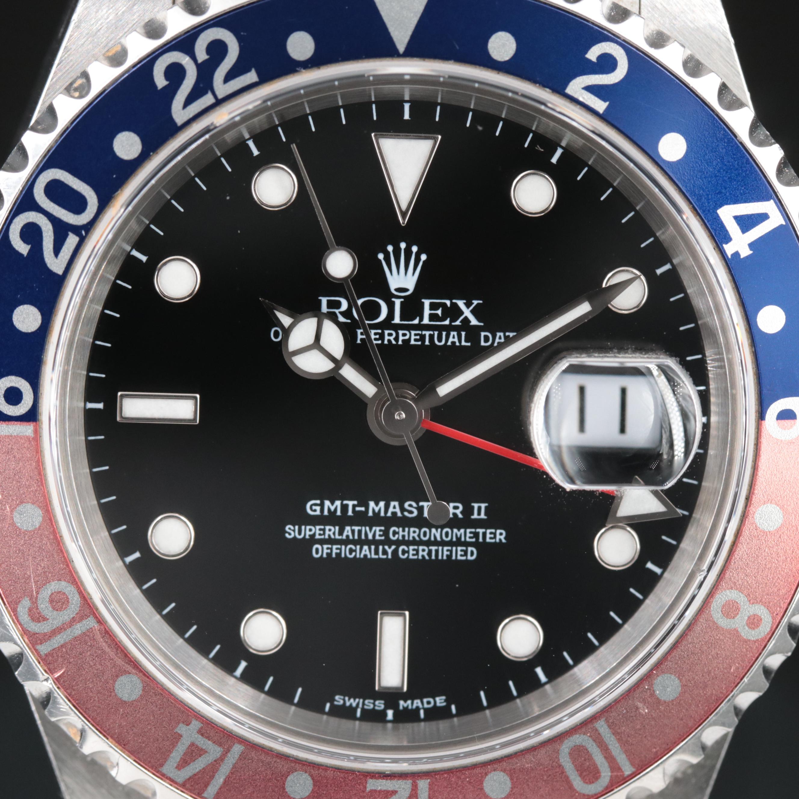 2000 Rolex GMT Master II Stainless Steel Watch