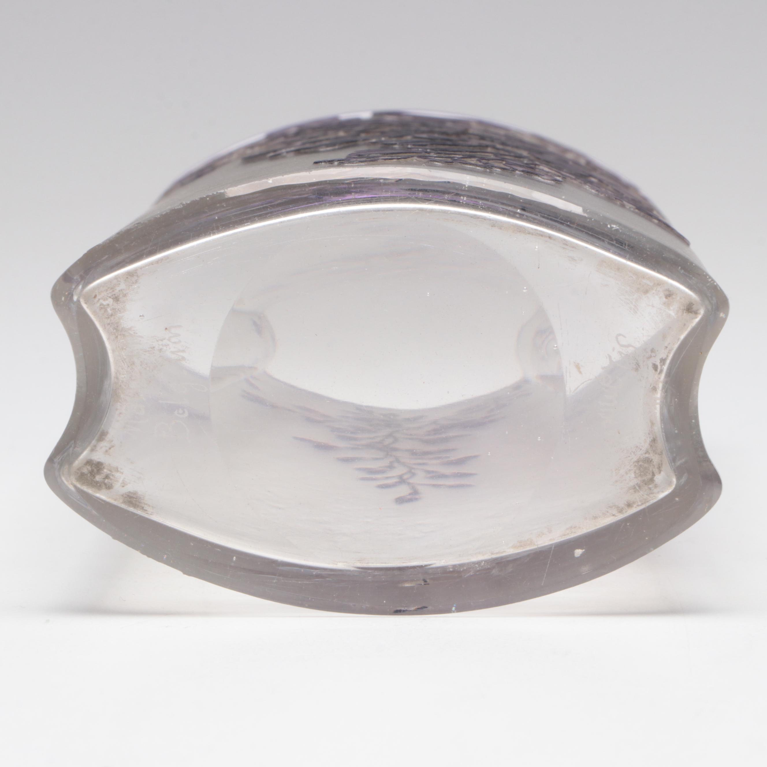 Val Saint Lambert Floral Motif Glass Vase