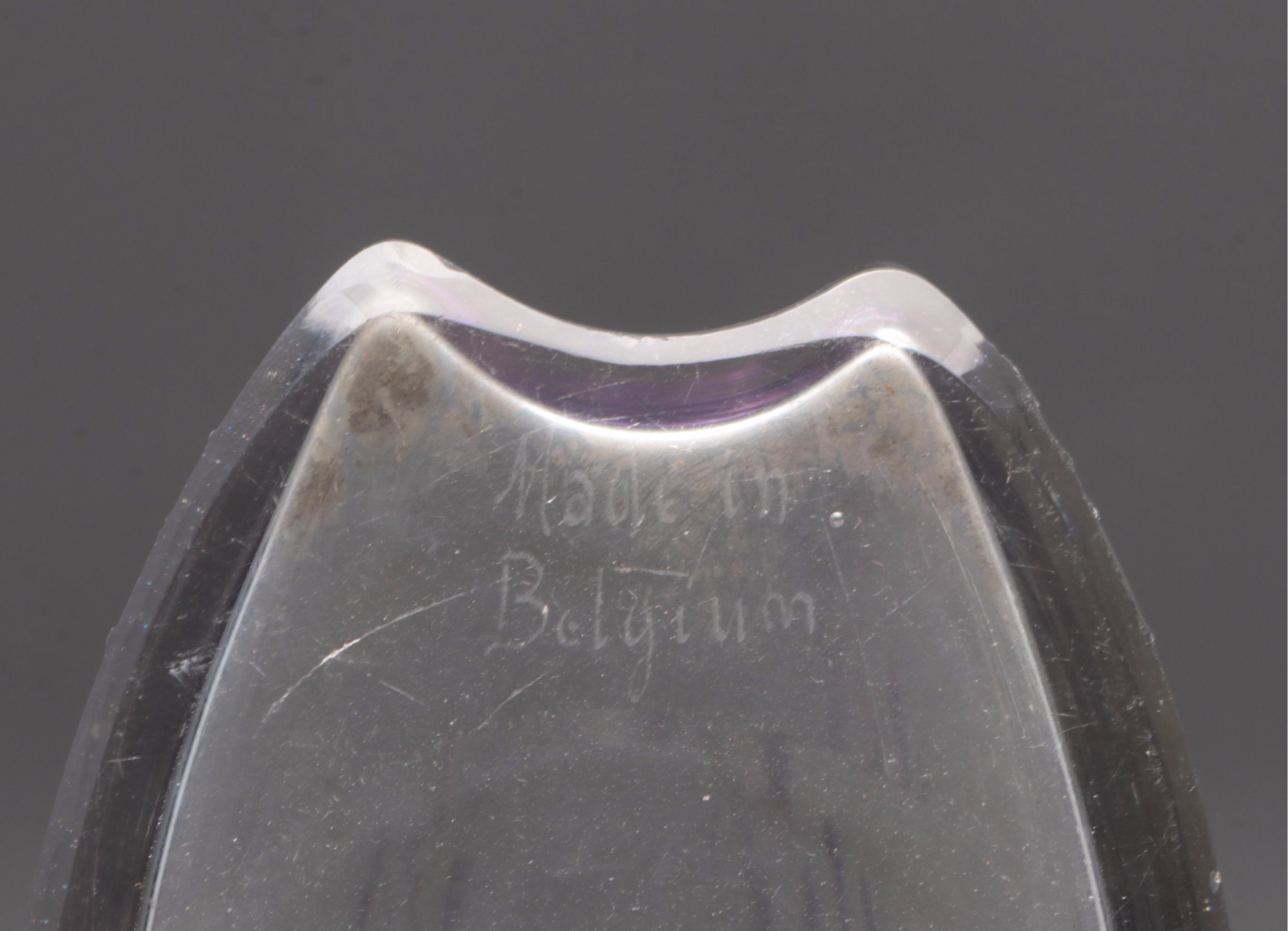 Val Saint Lambert Floral Motif Glass Vase