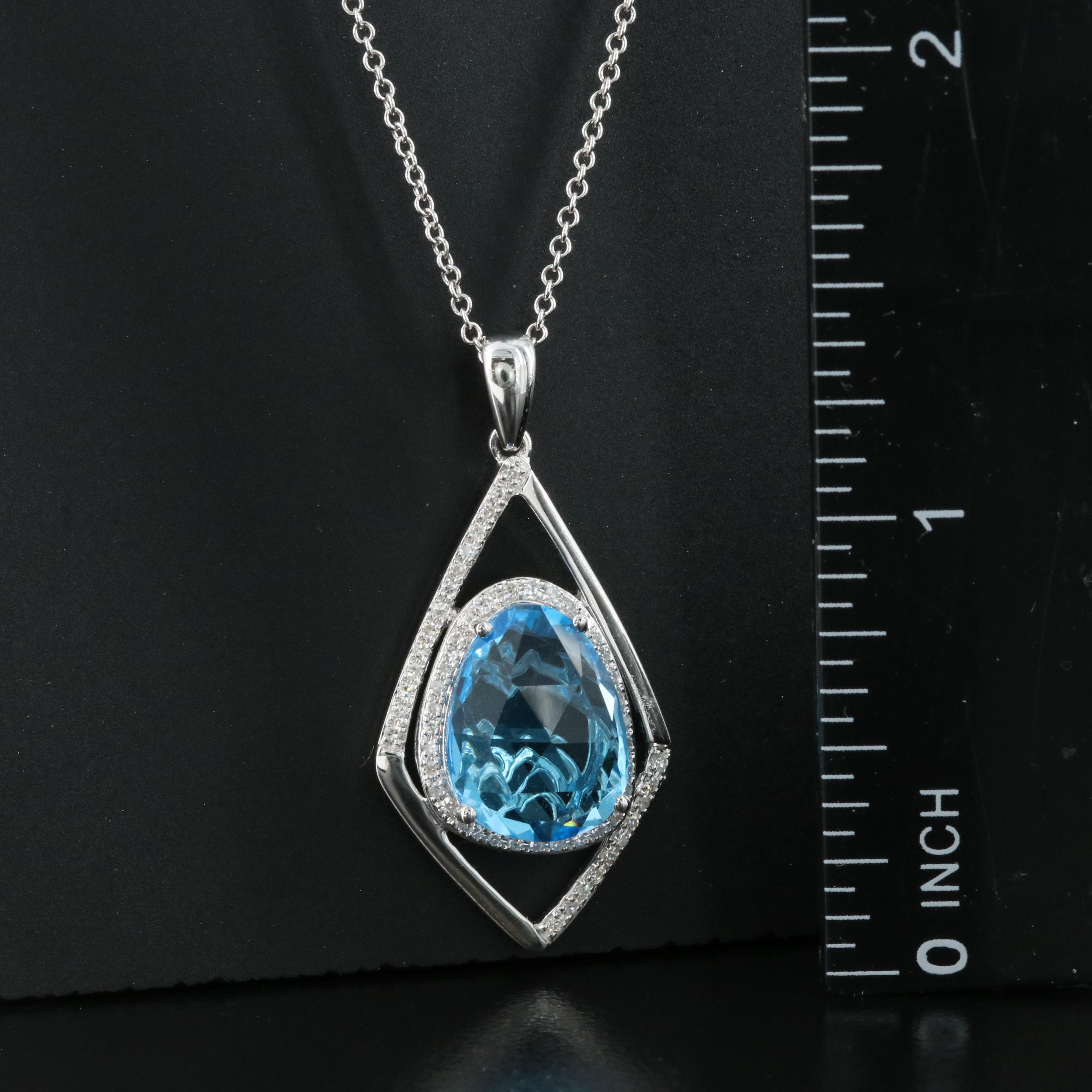 EFFY 14K Blue Topaz and Diamond Pendant Necklace