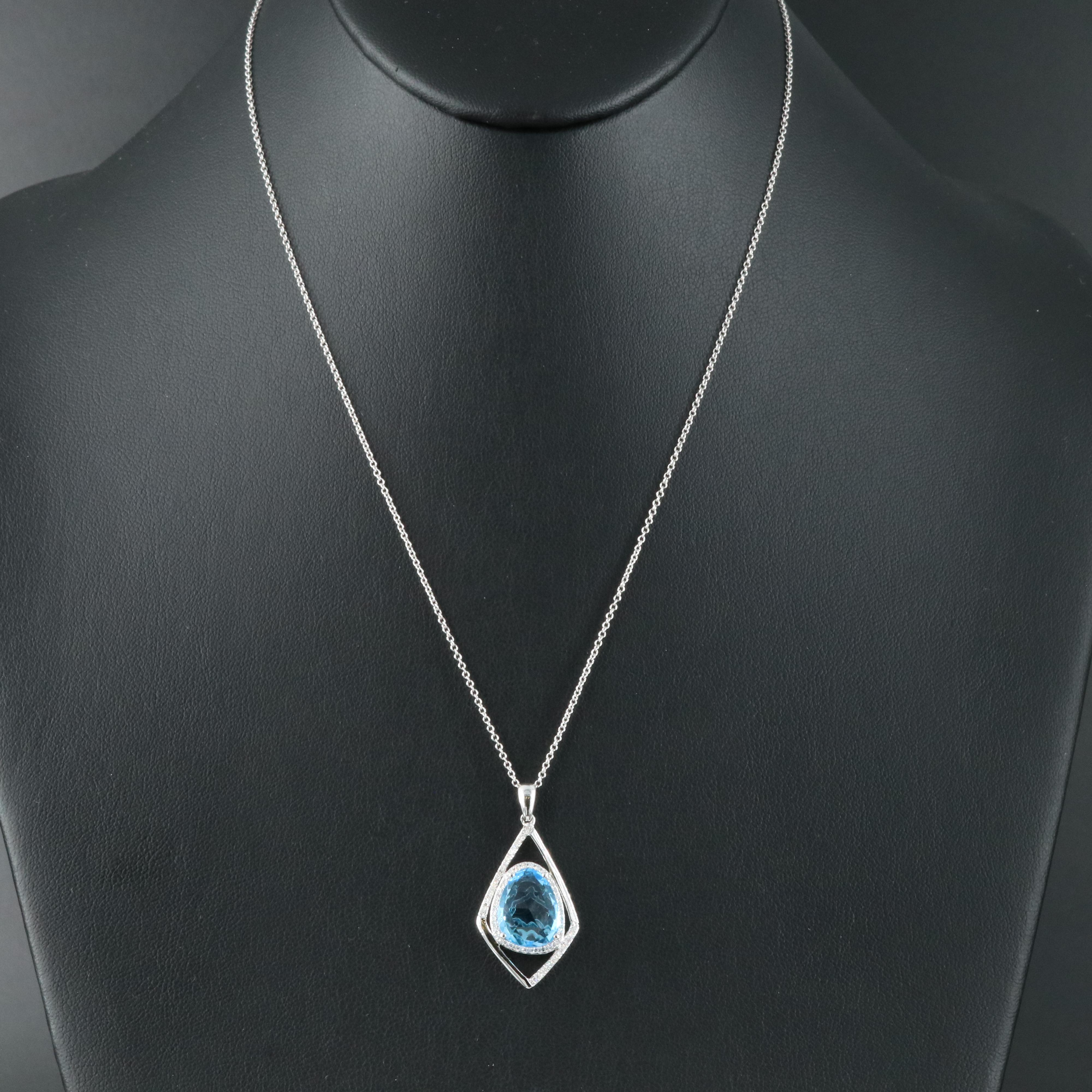 EFFY 14K Blue Topaz and Diamond Pendant Necklace