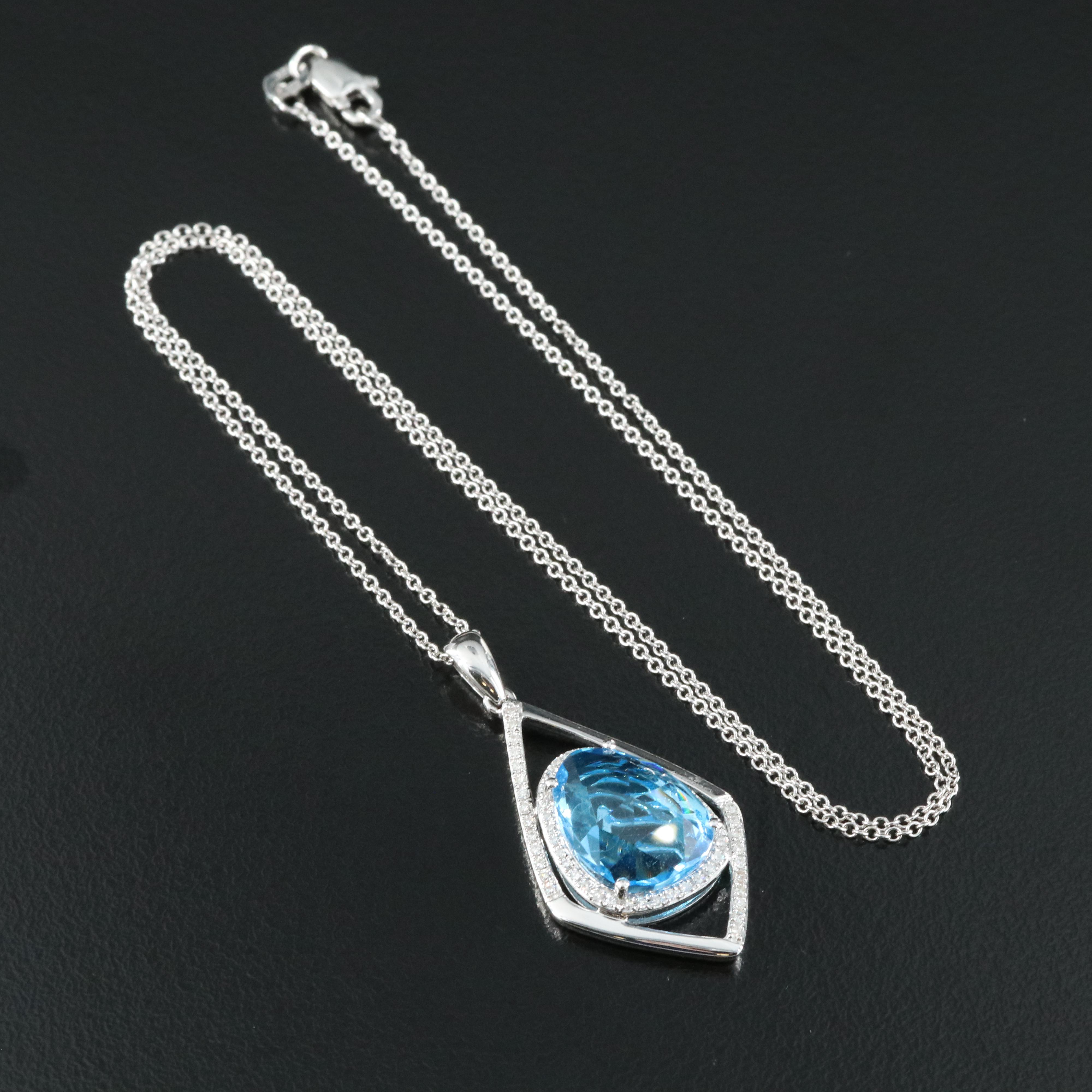 EFFY 14K Blue Topaz and Diamond Pendant Necklace