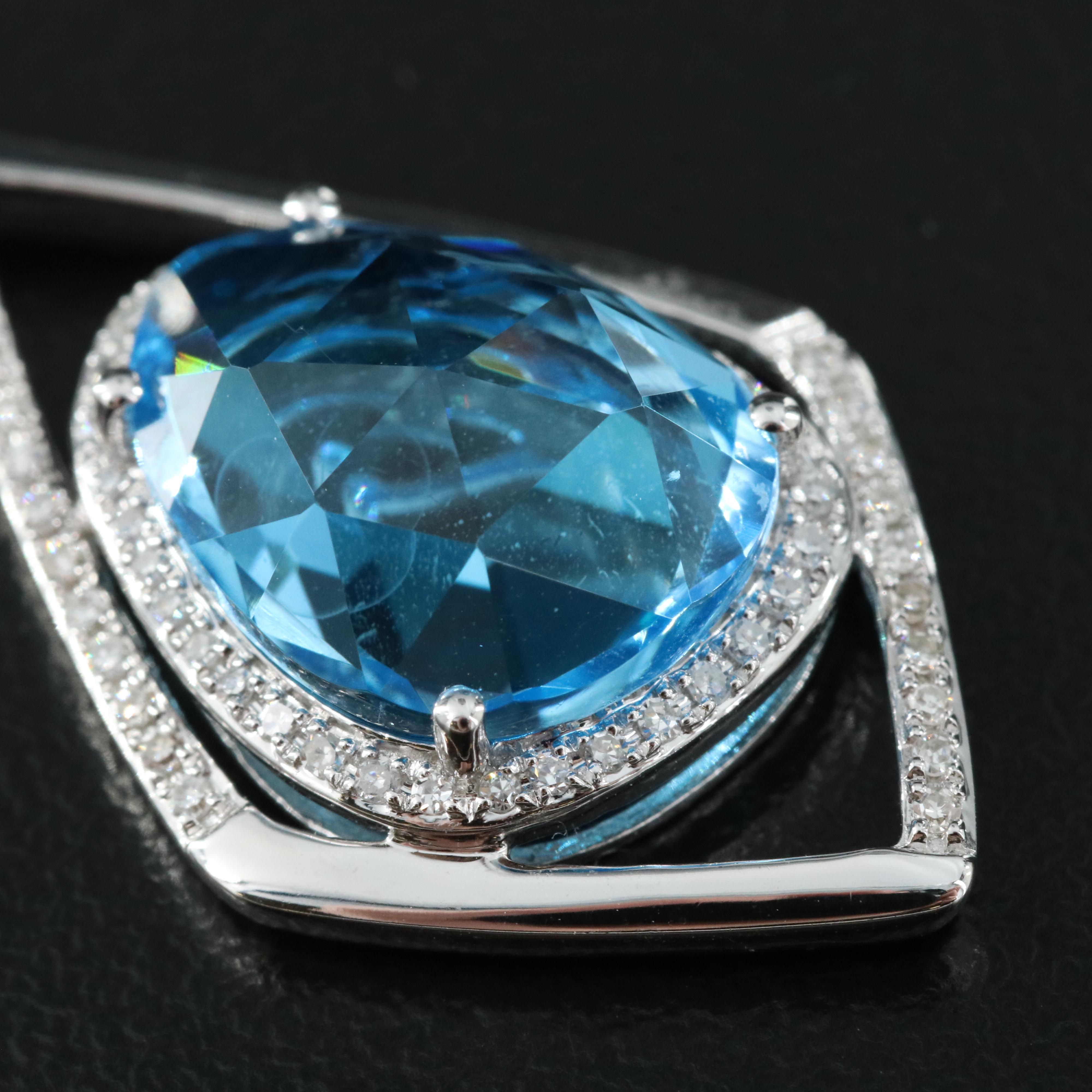 EFFY 14K Blue Topaz and Diamond Pendant Necklace