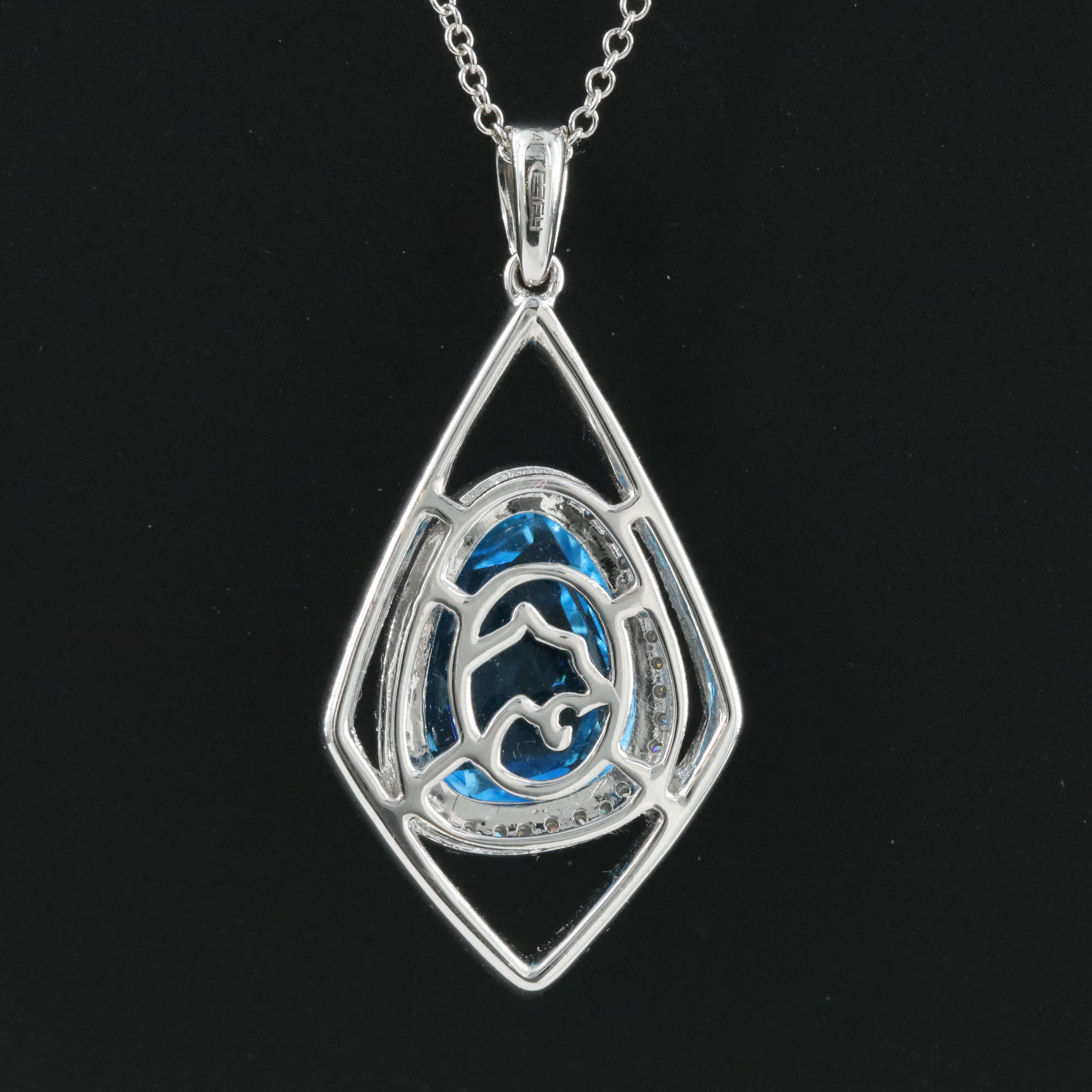 EFFY 14K Blue Topaz and Diamond Pendant Necklace