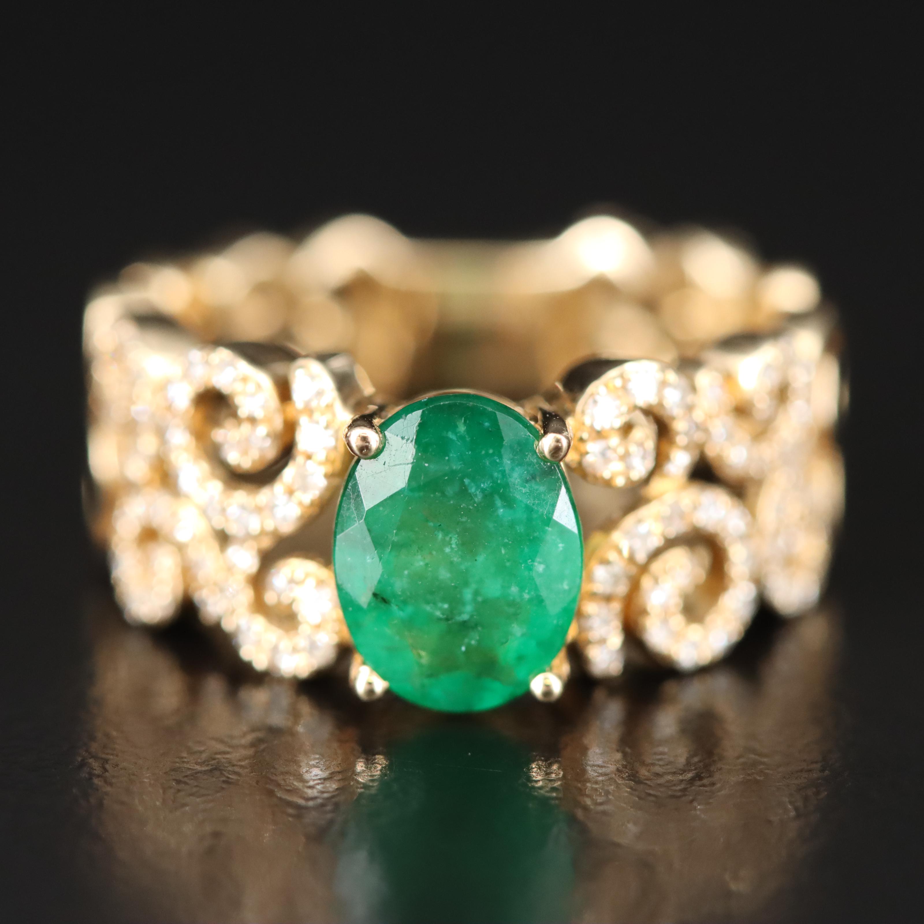 Effy 14K Emerald and Diamond Ring