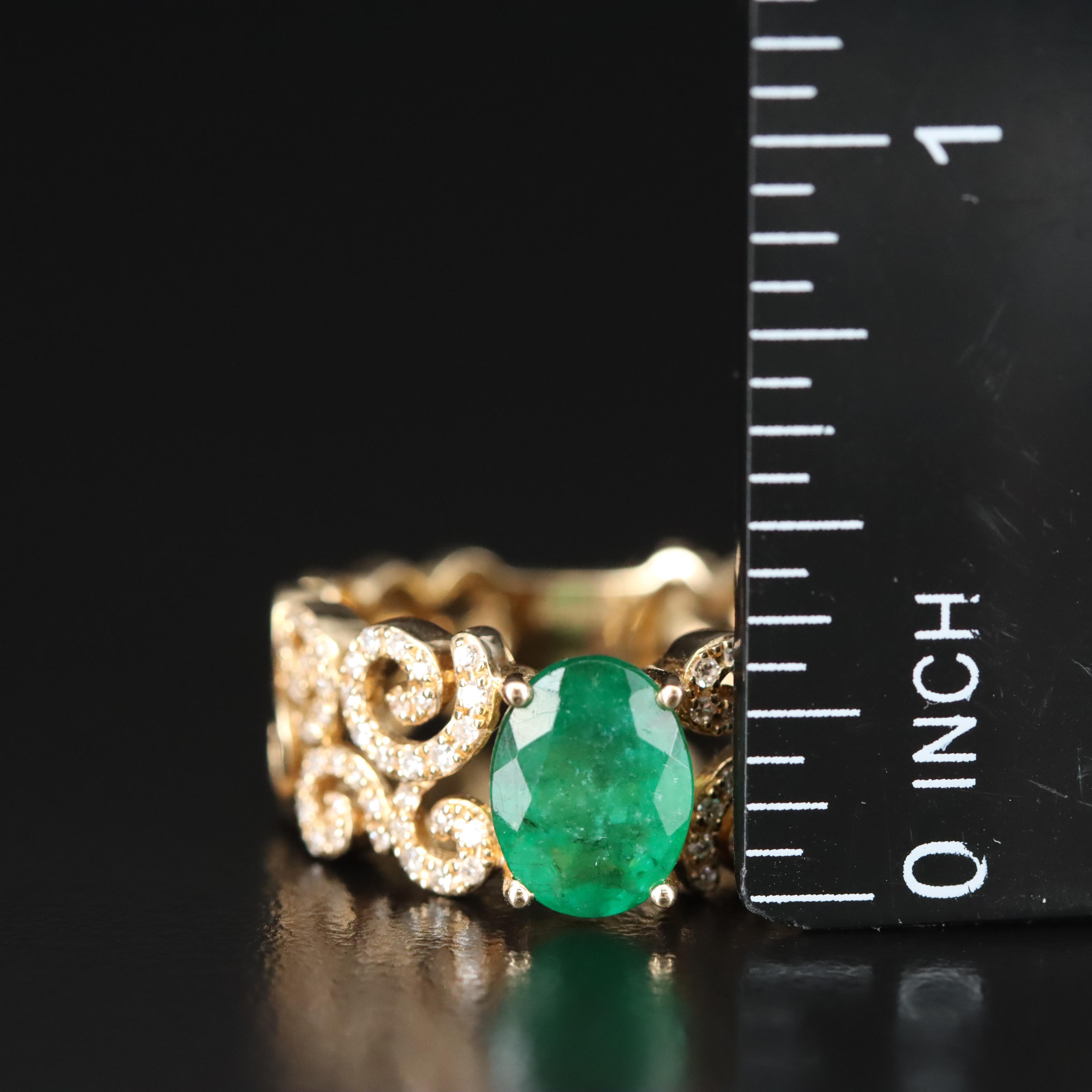 Effy 14K Emerald and Diamond Ring