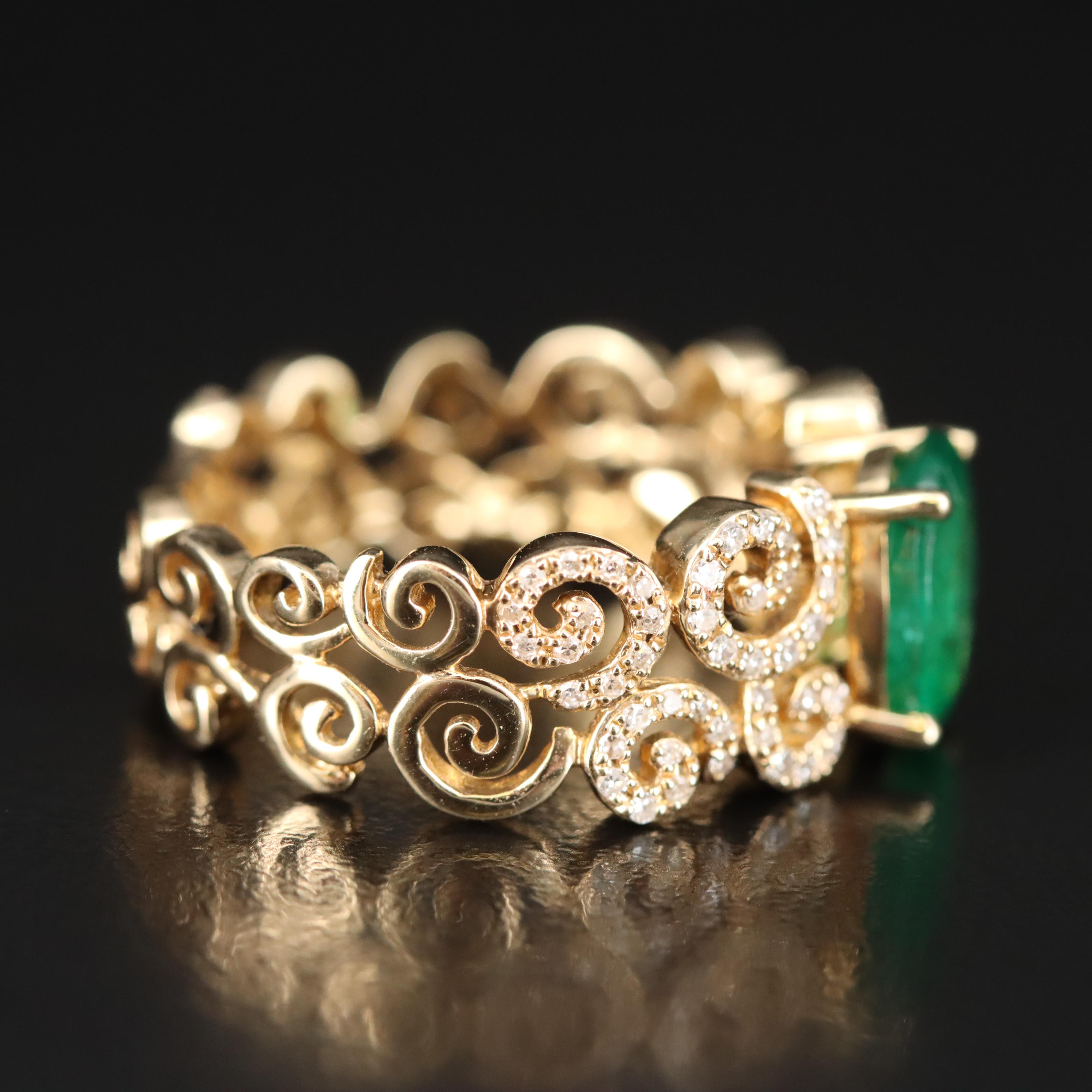 Effy 14K Emerald and Diamond Ring