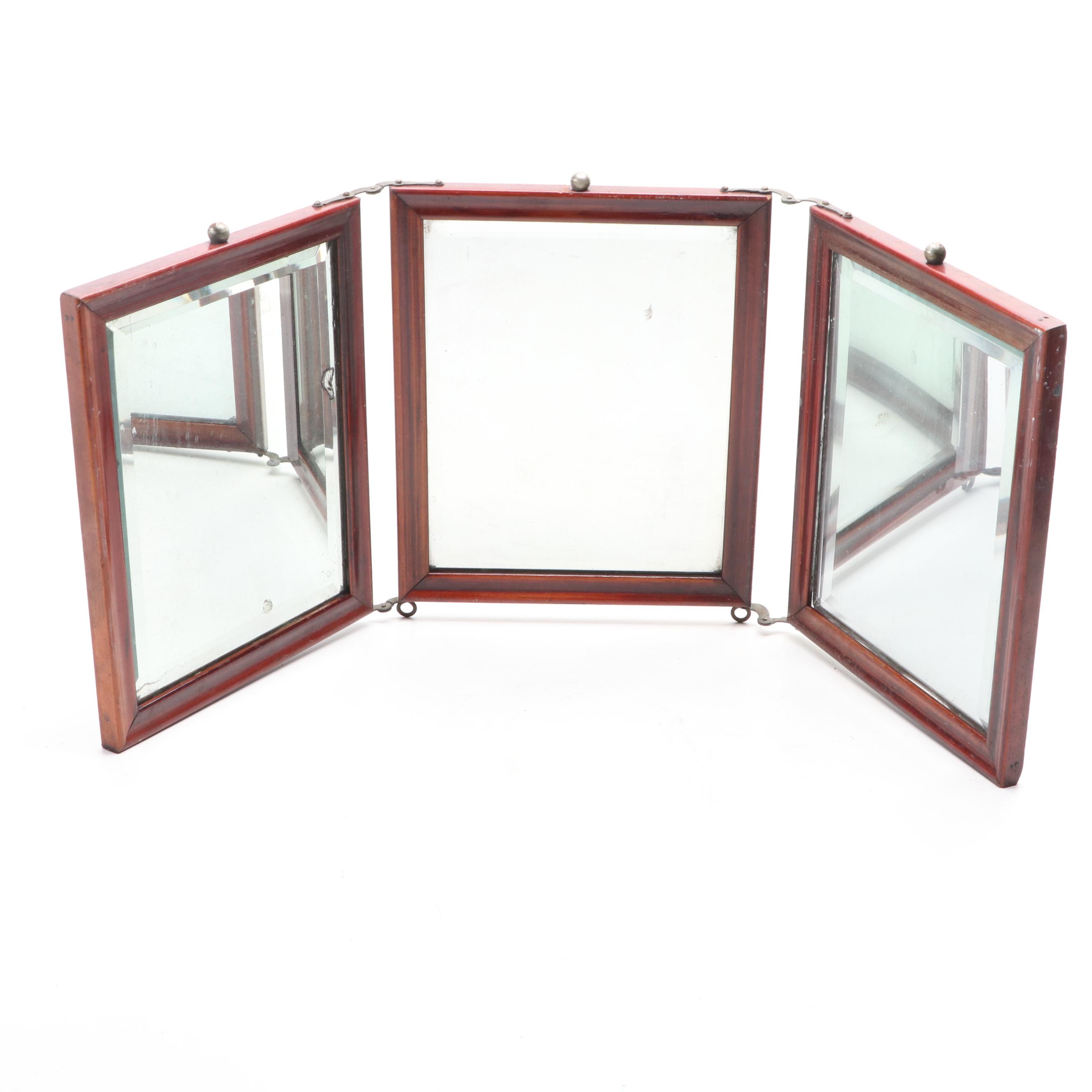 Victorian Triptych Beveled Vanity Mirror, Late 19th Century