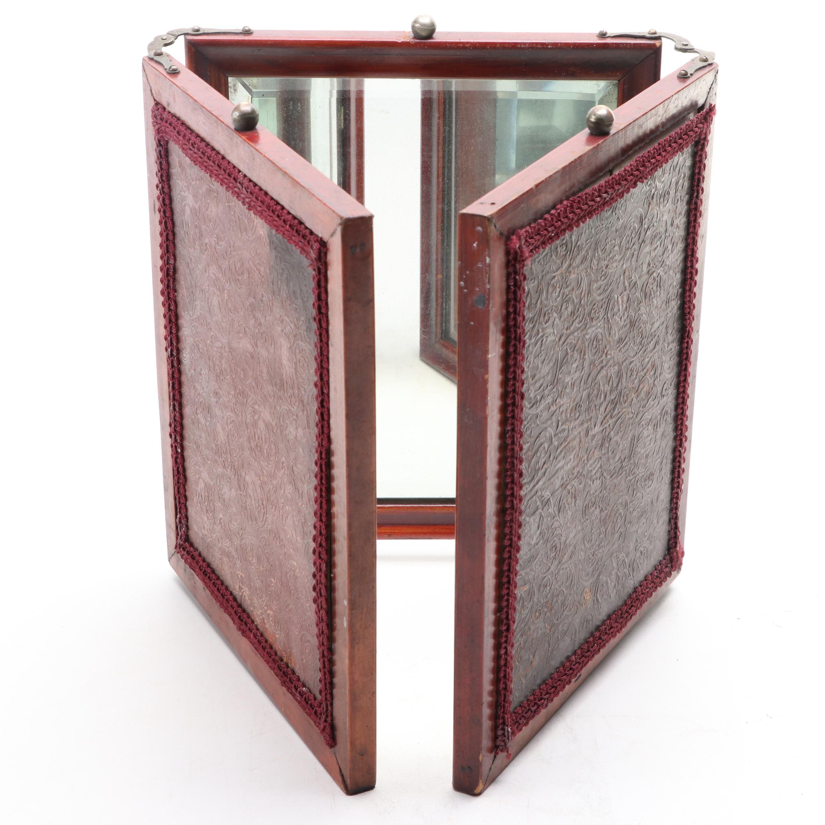 Victorian Triptych Beveled Vanity Mirror, Late 19th Century