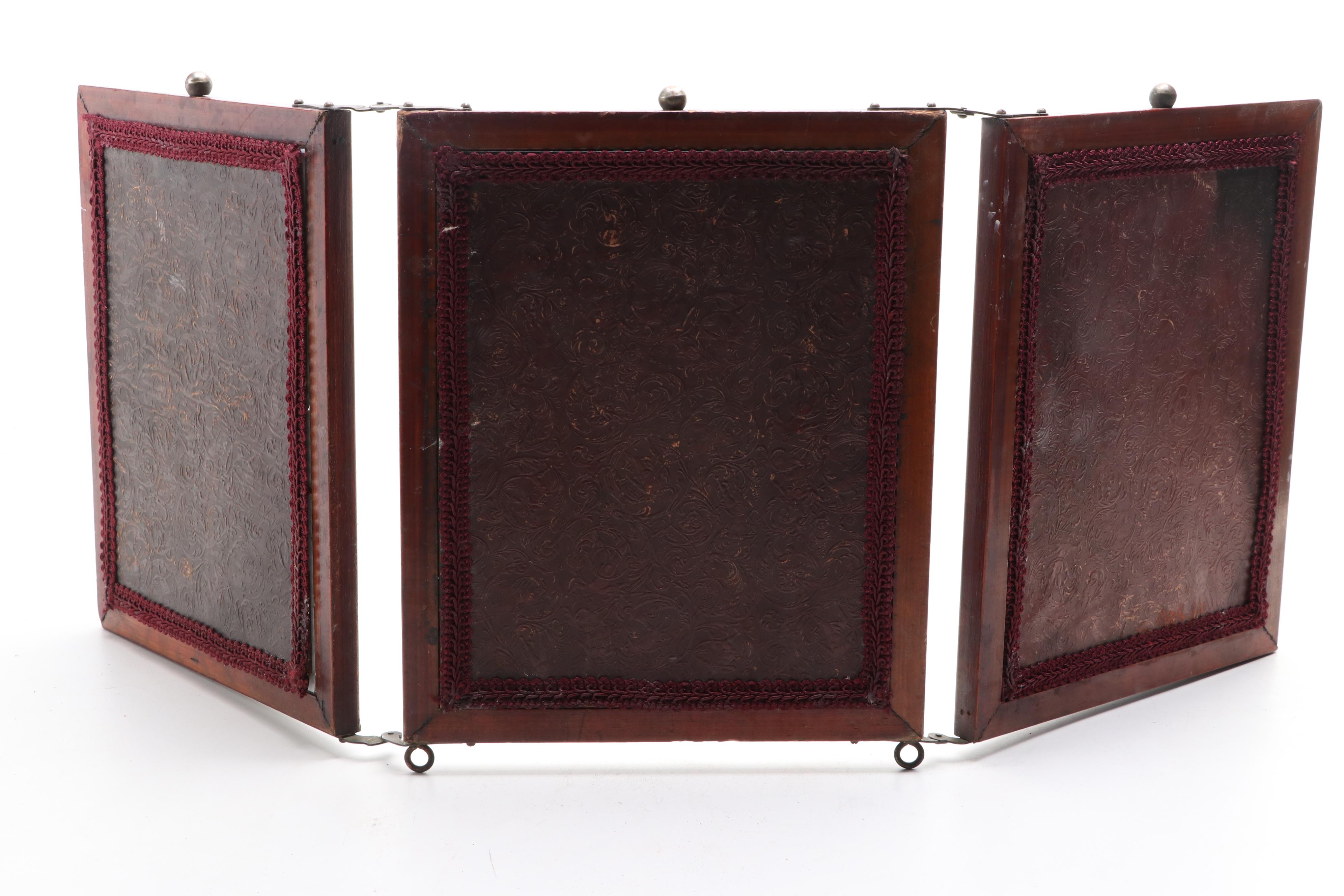 Victorian Triptych Beveled Vanity Mirror, Late 19th Century