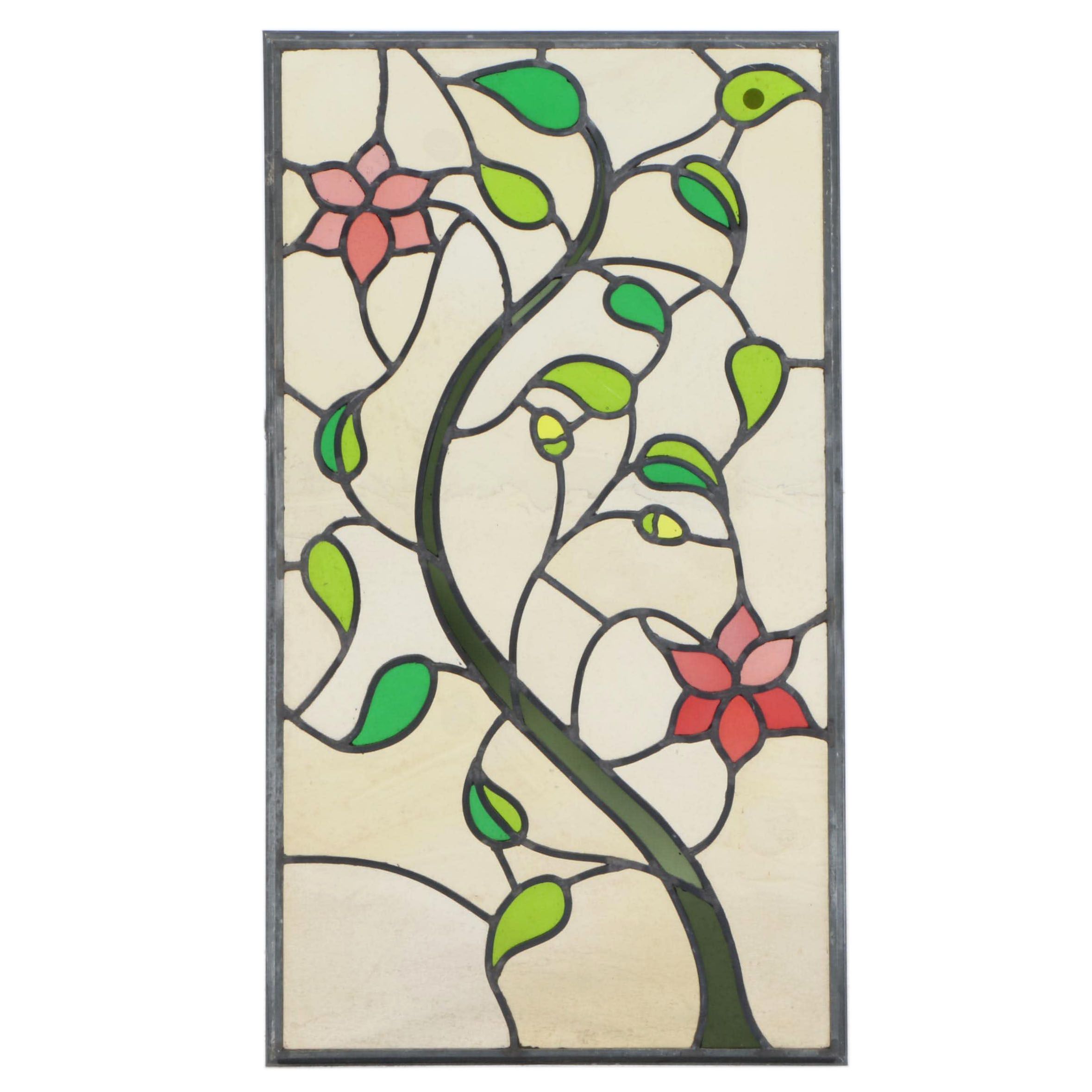 Art Nouveau Style Stained Glass Panel