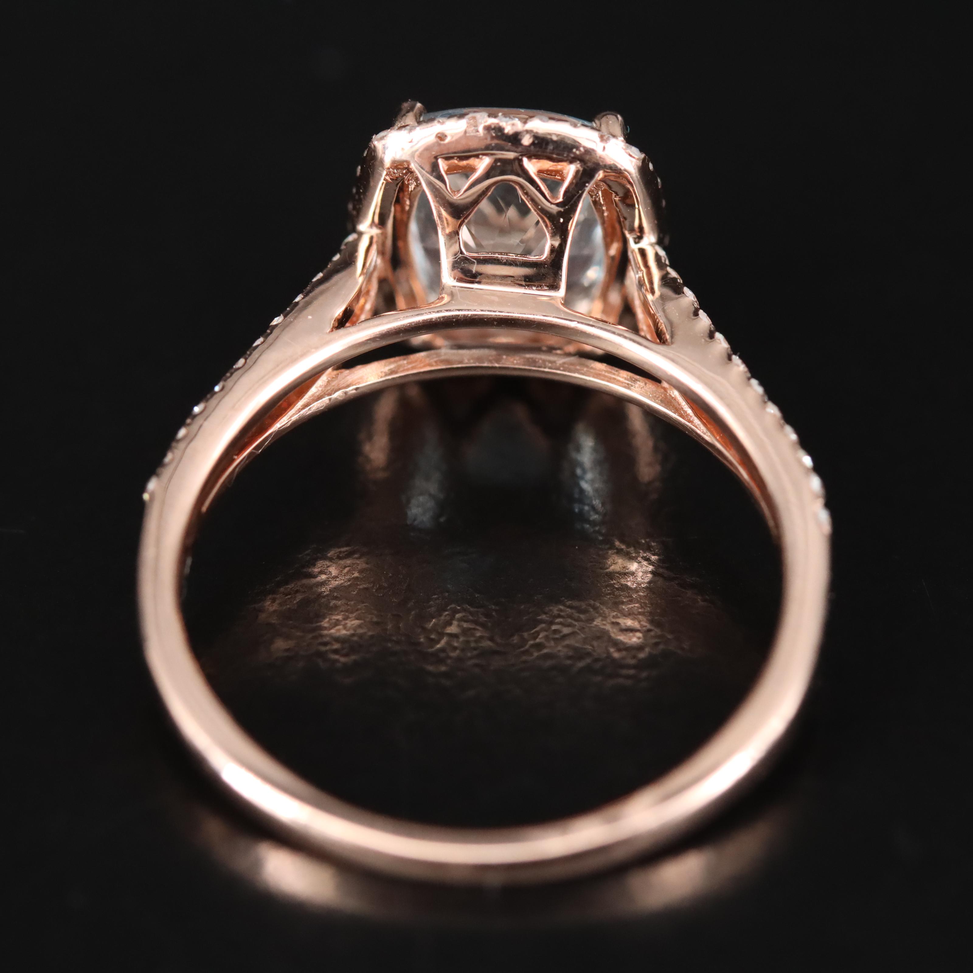 EFFY 14K Rose Gold Aquamarine and Diamond Ring