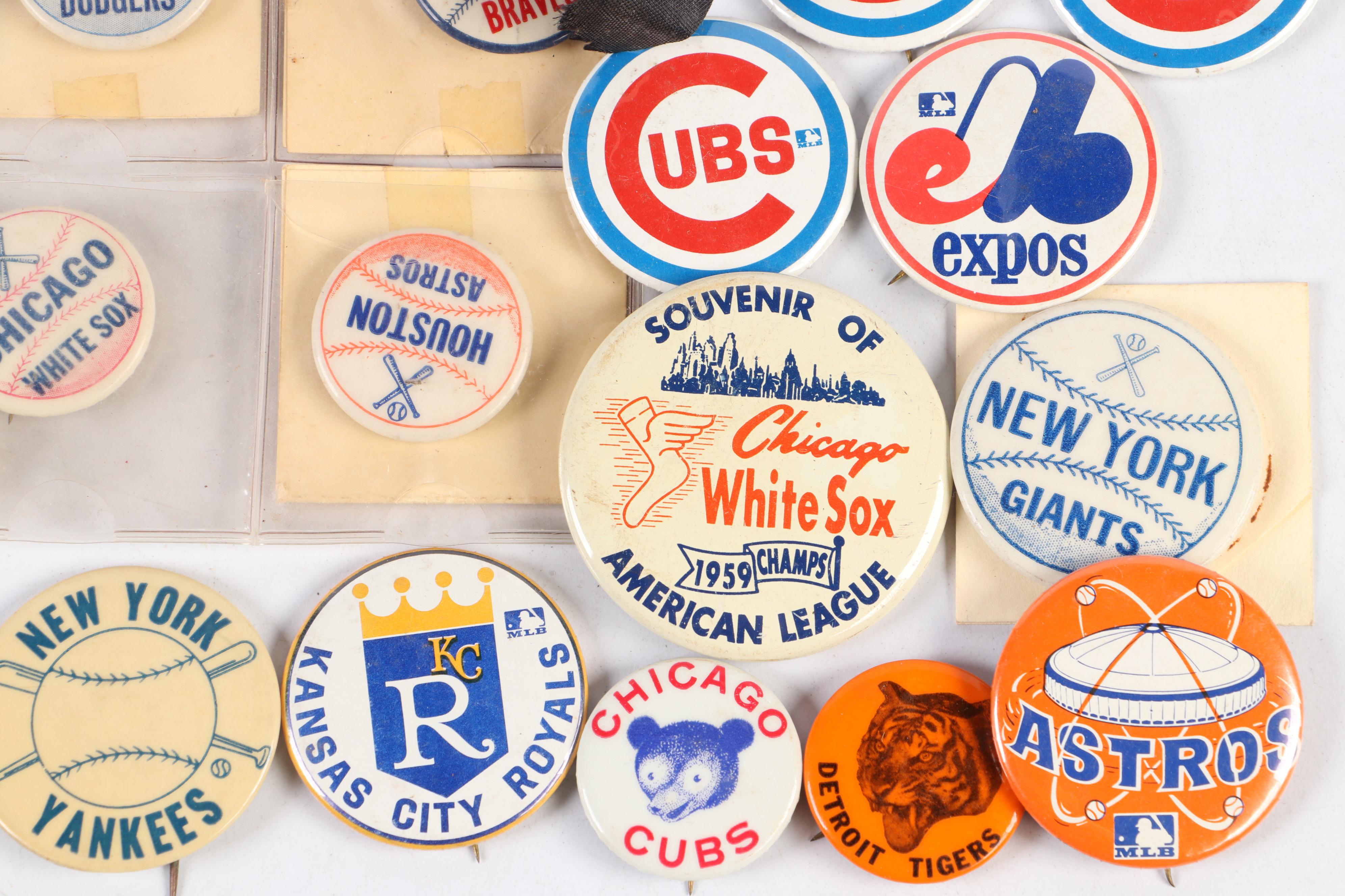 New York Mets, Chicago Cubs, and More Baseball Team Pins, Mid–Late 20th Century