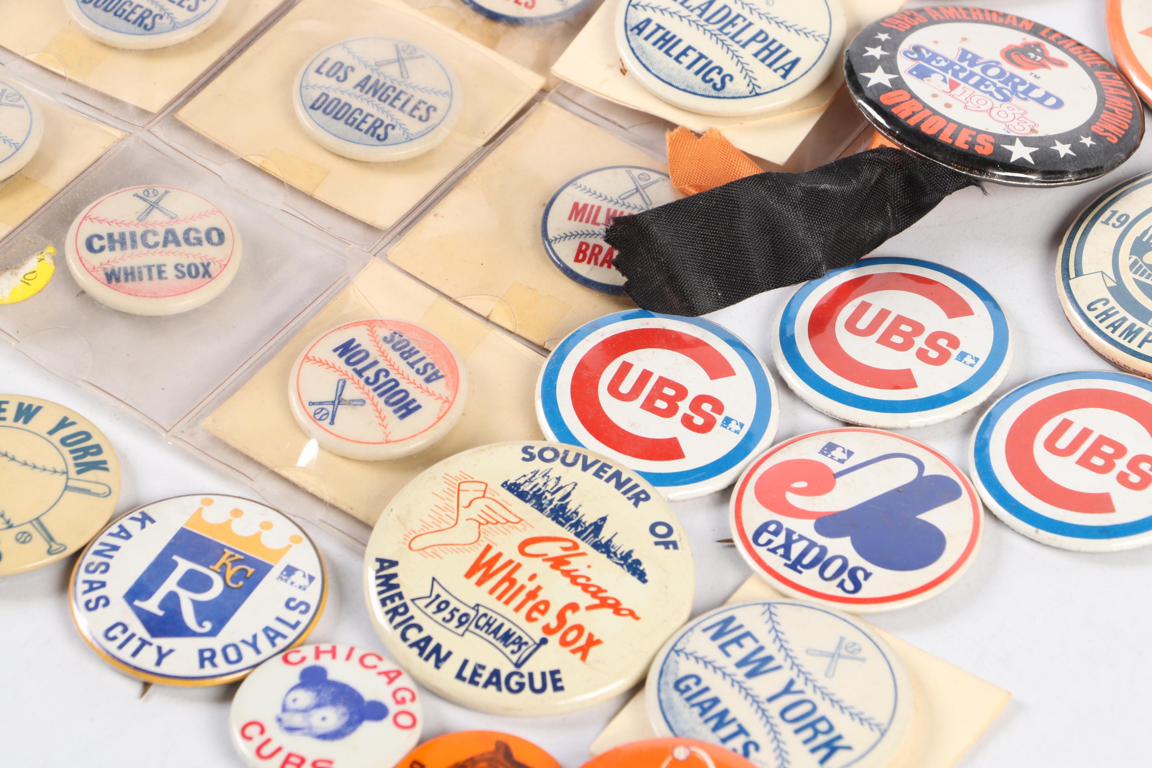 New York Mets, Chicago Cubs, and More Baseball Team Pins, Mid–Late 20th Century