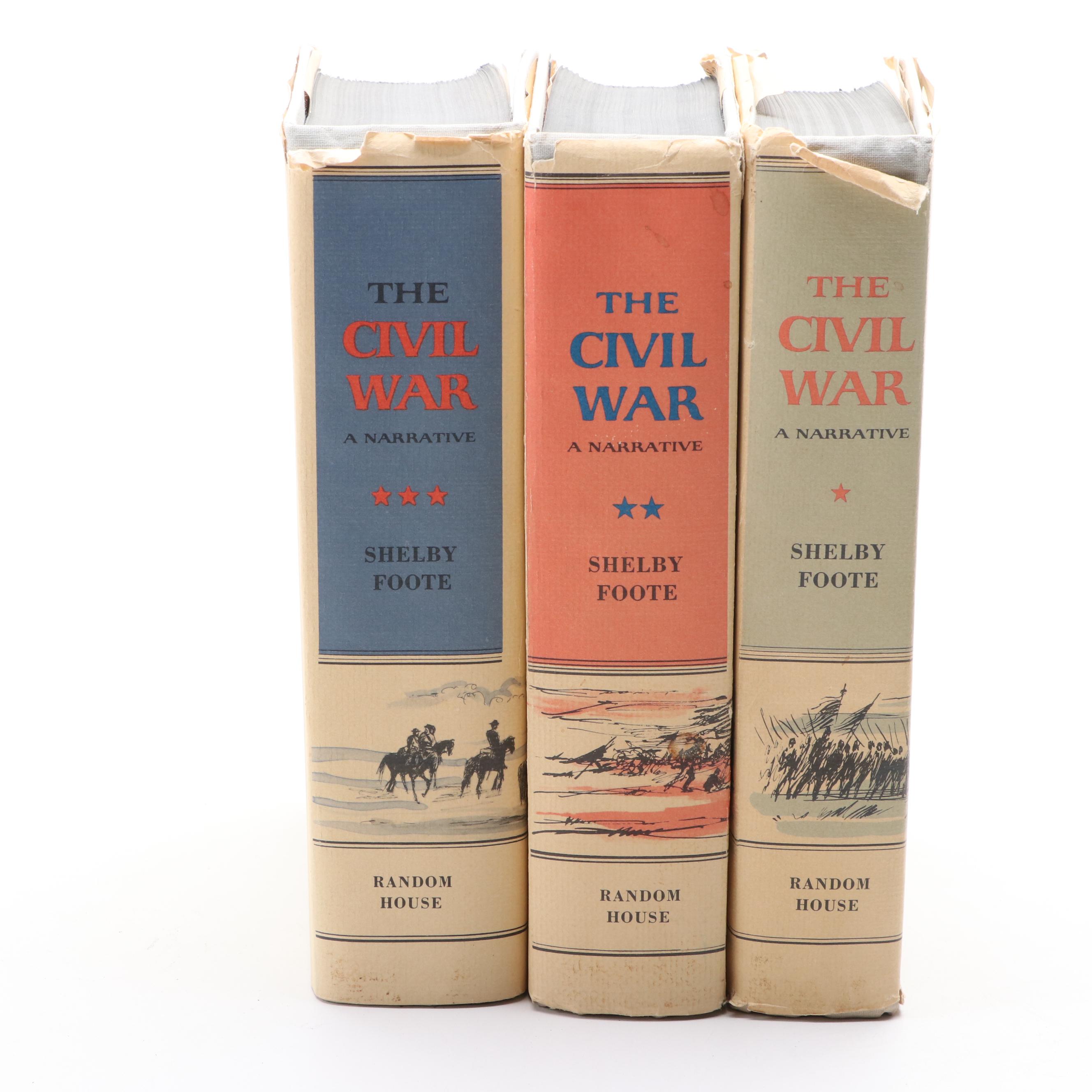 "The Civil War: A Narrative" Three-Volume Set by Shelby Foote, Mid/Late 20th C.