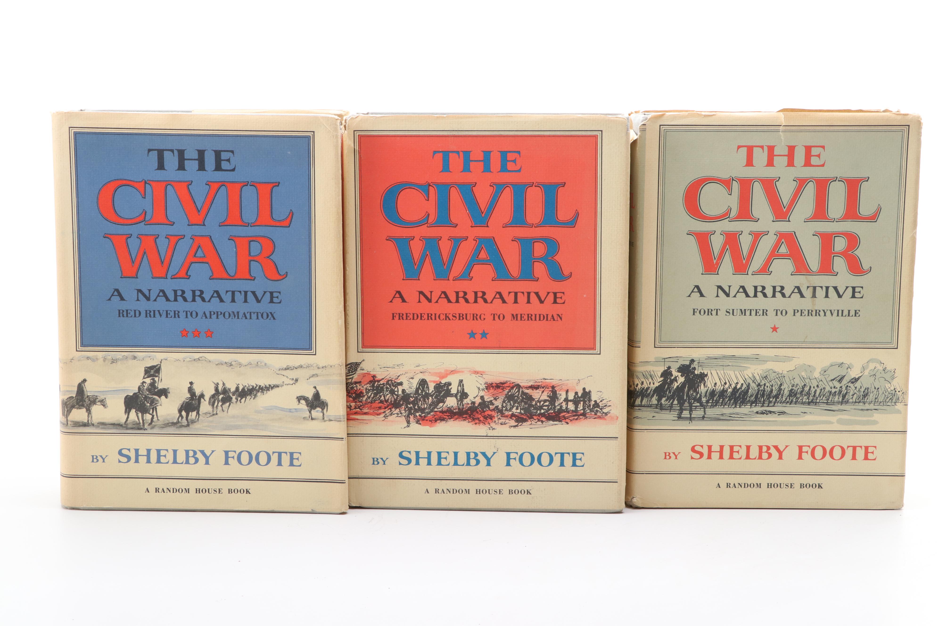 "The Civil War: A Narrative" Three-Volume Set by Shelby Foote, Mid/Late 20th C.