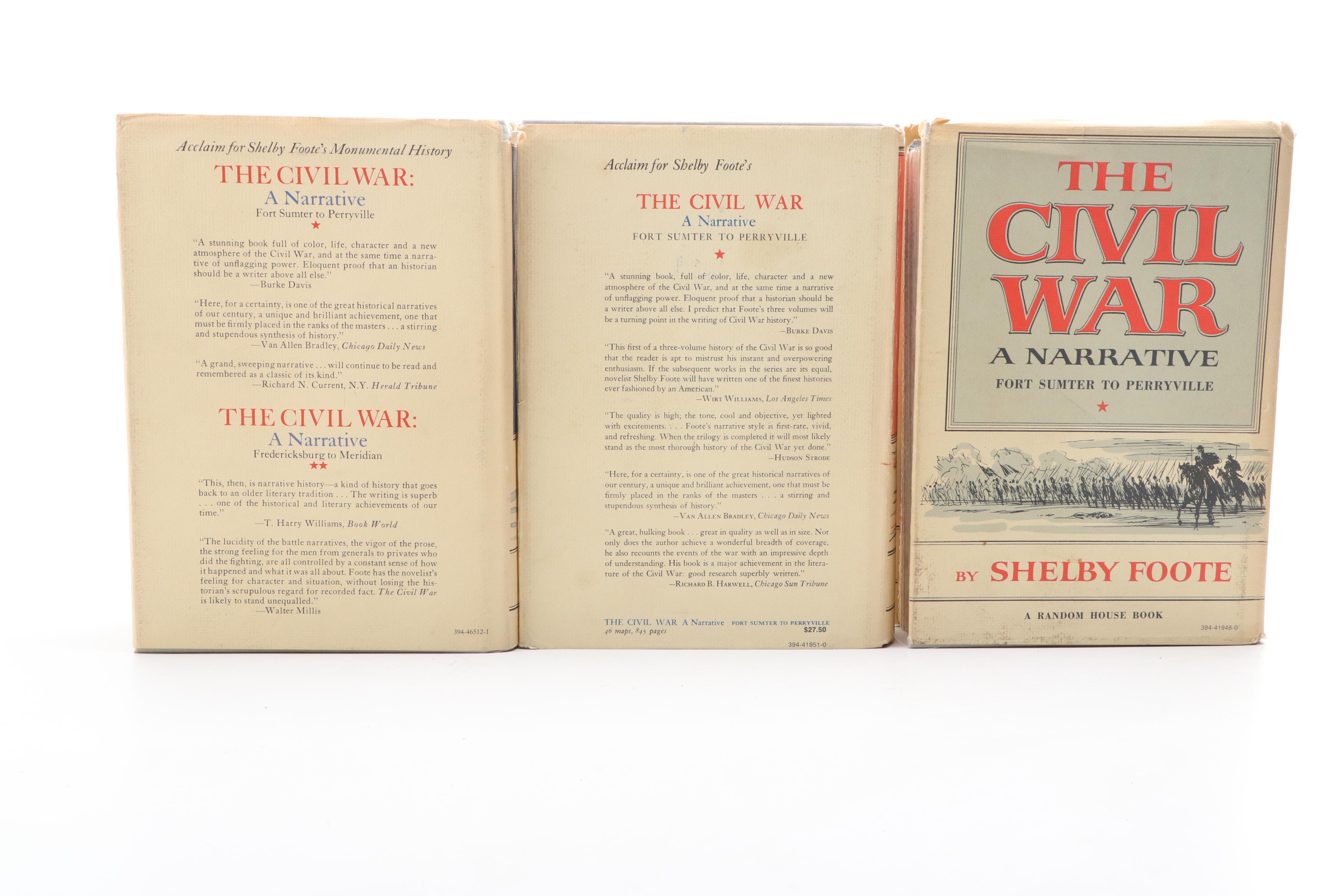 "The Civil War: A Narrative" Three-Volume Set by Shelby Foote, Mid/Late 20th C.