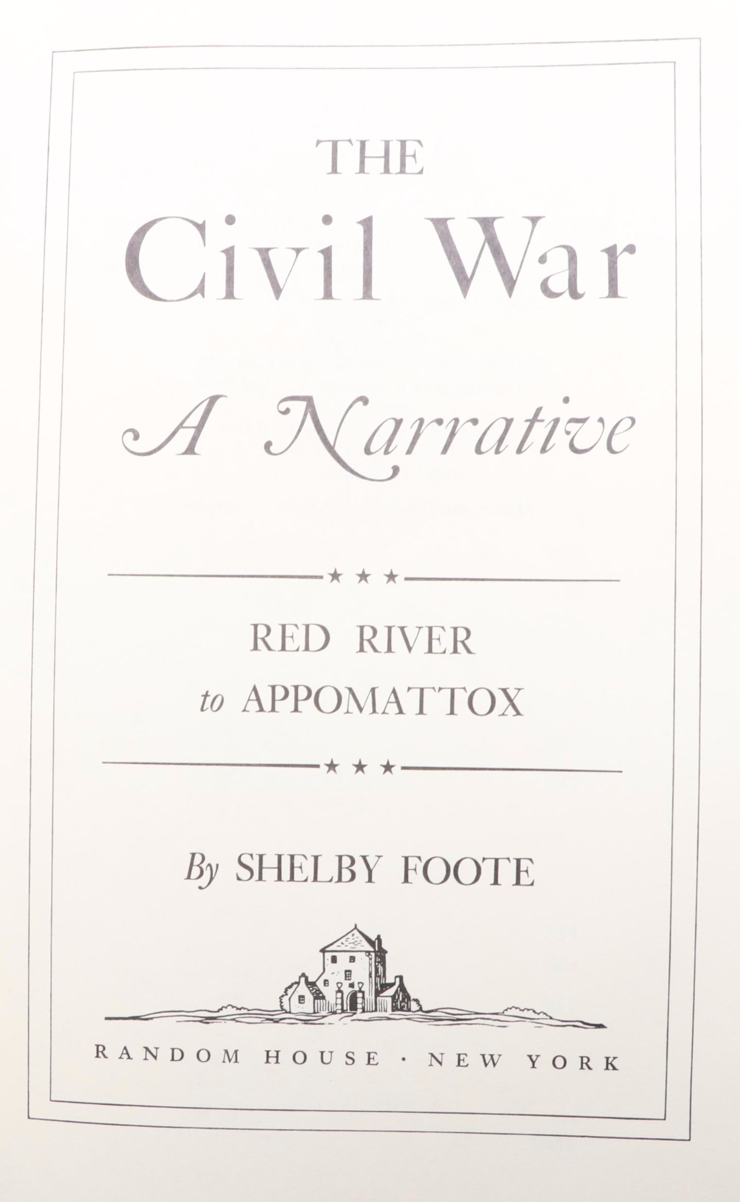 "The Civil War: A Narrative" Three-Volume Set by Shelby Foote, Mid/Late 20th C.