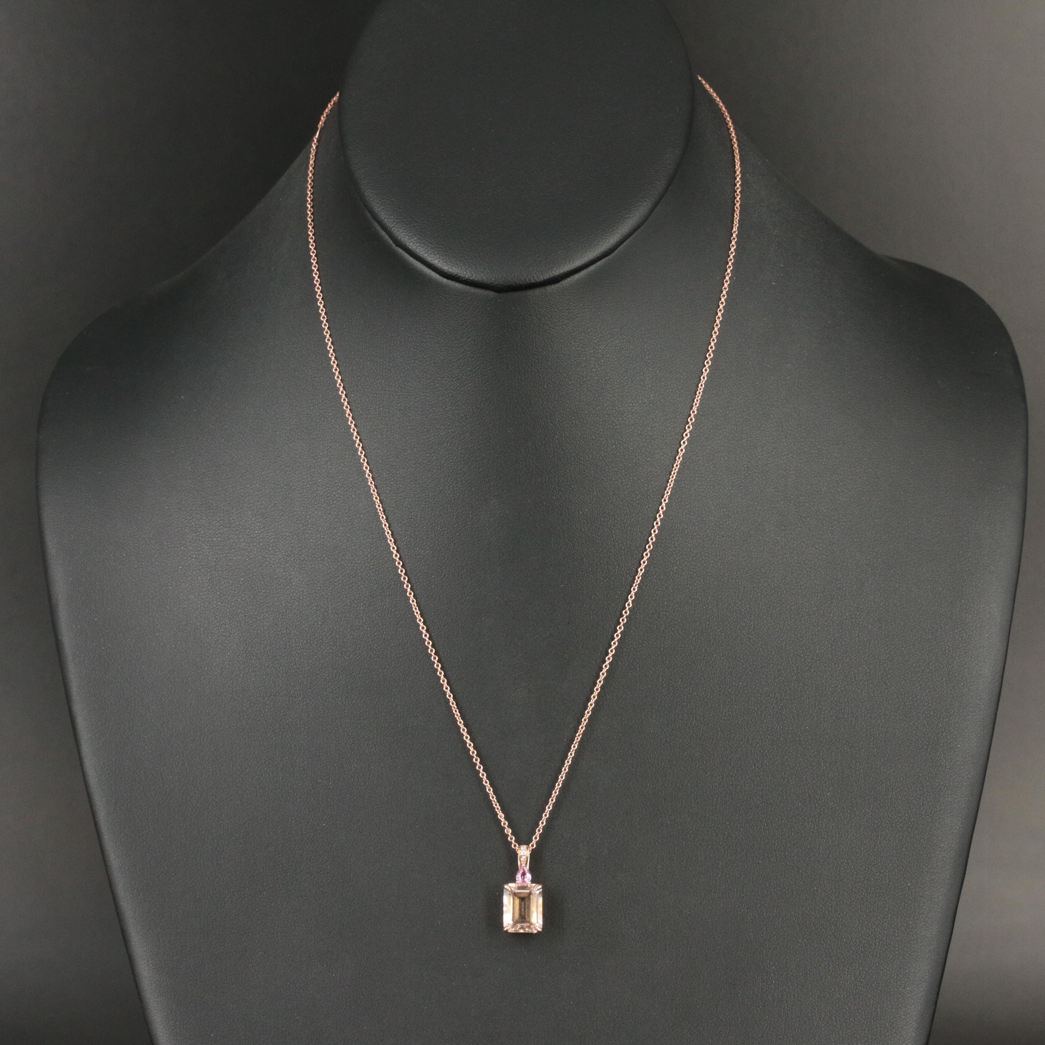 Effy 14K Rose Gold Morganite, Pink Sapphire, and Diamond Pendant Necklace