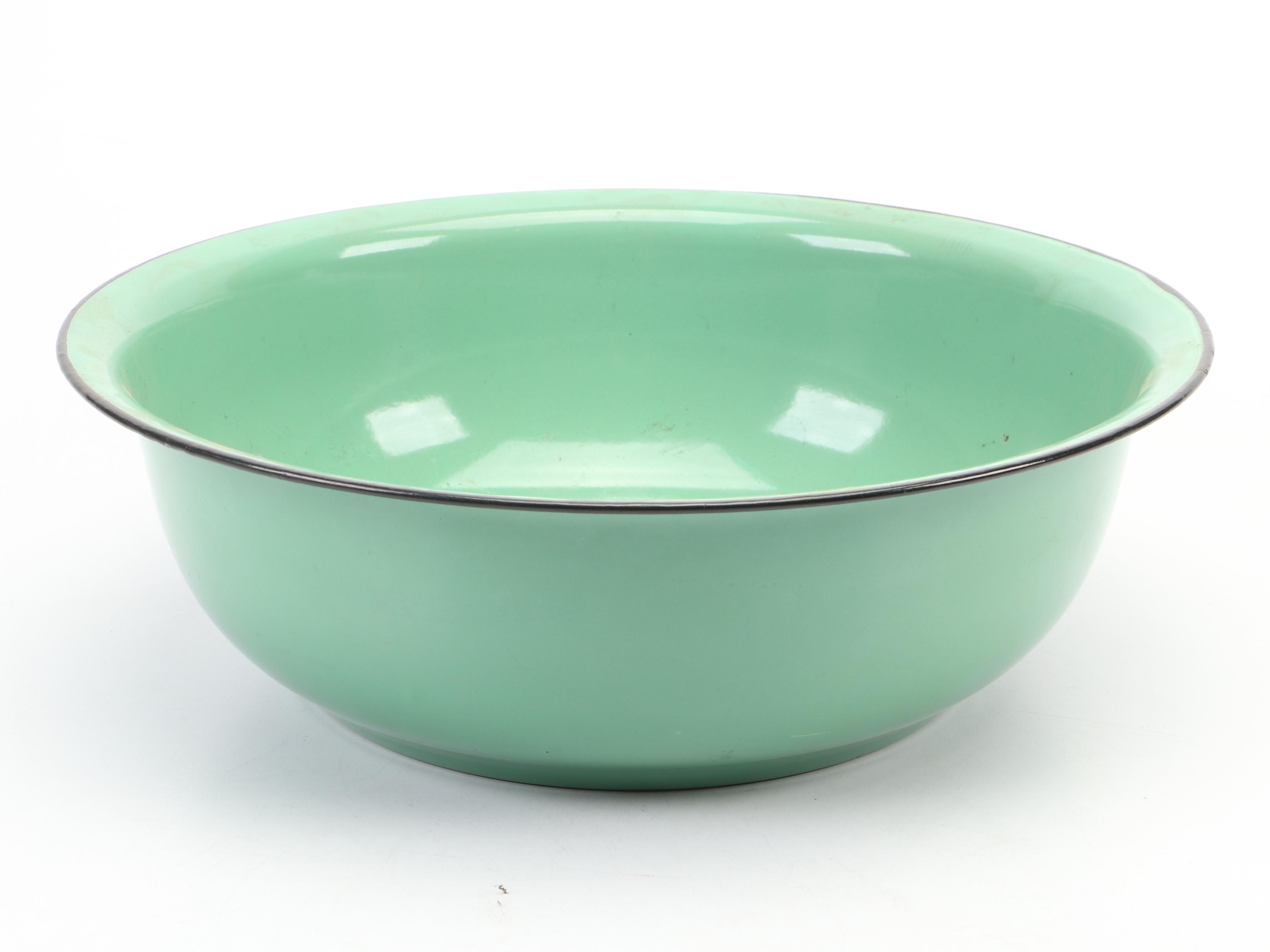 Metal Oil Cans and Enameled Basin