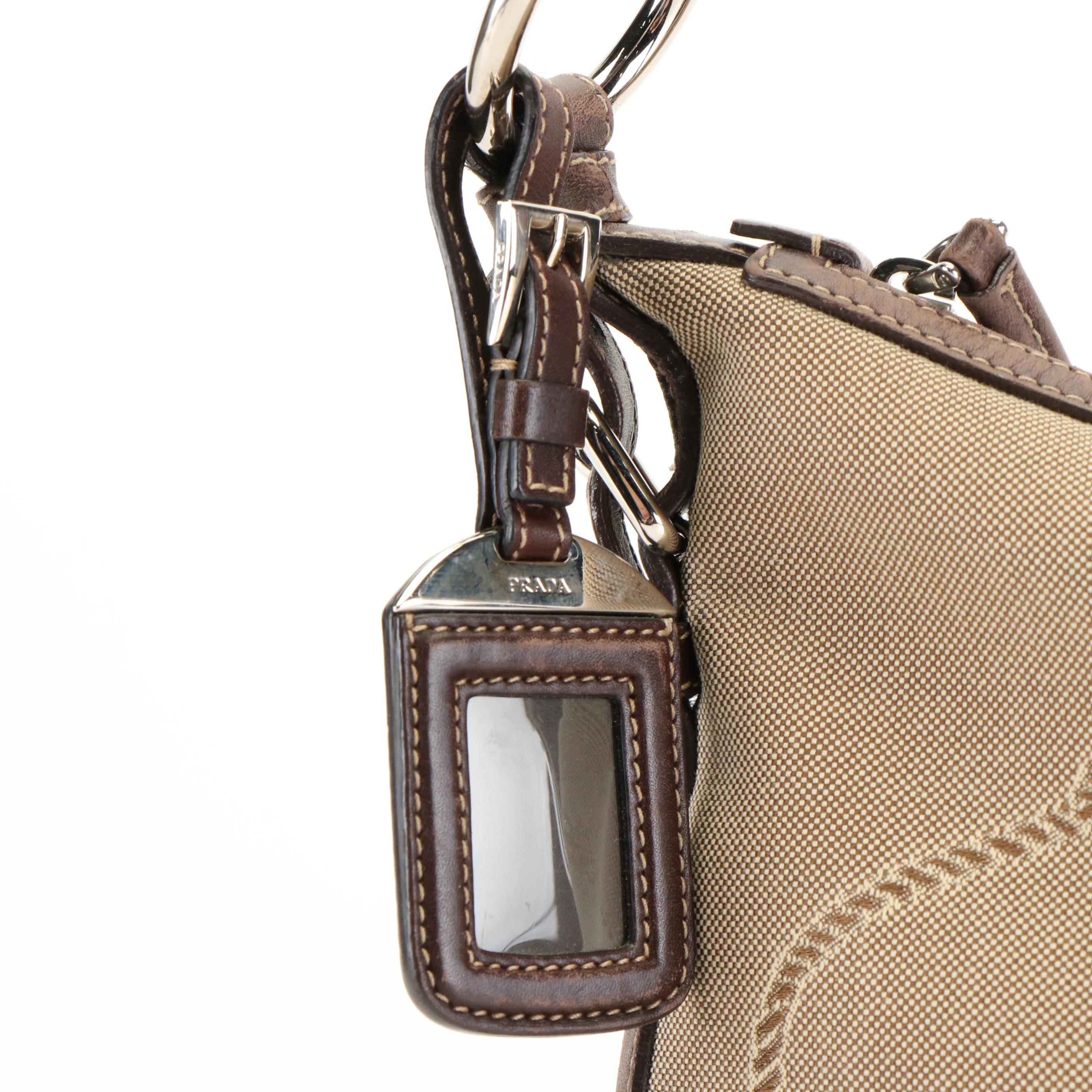 Prada Logo Jacquard Canapa Shoulder Bag