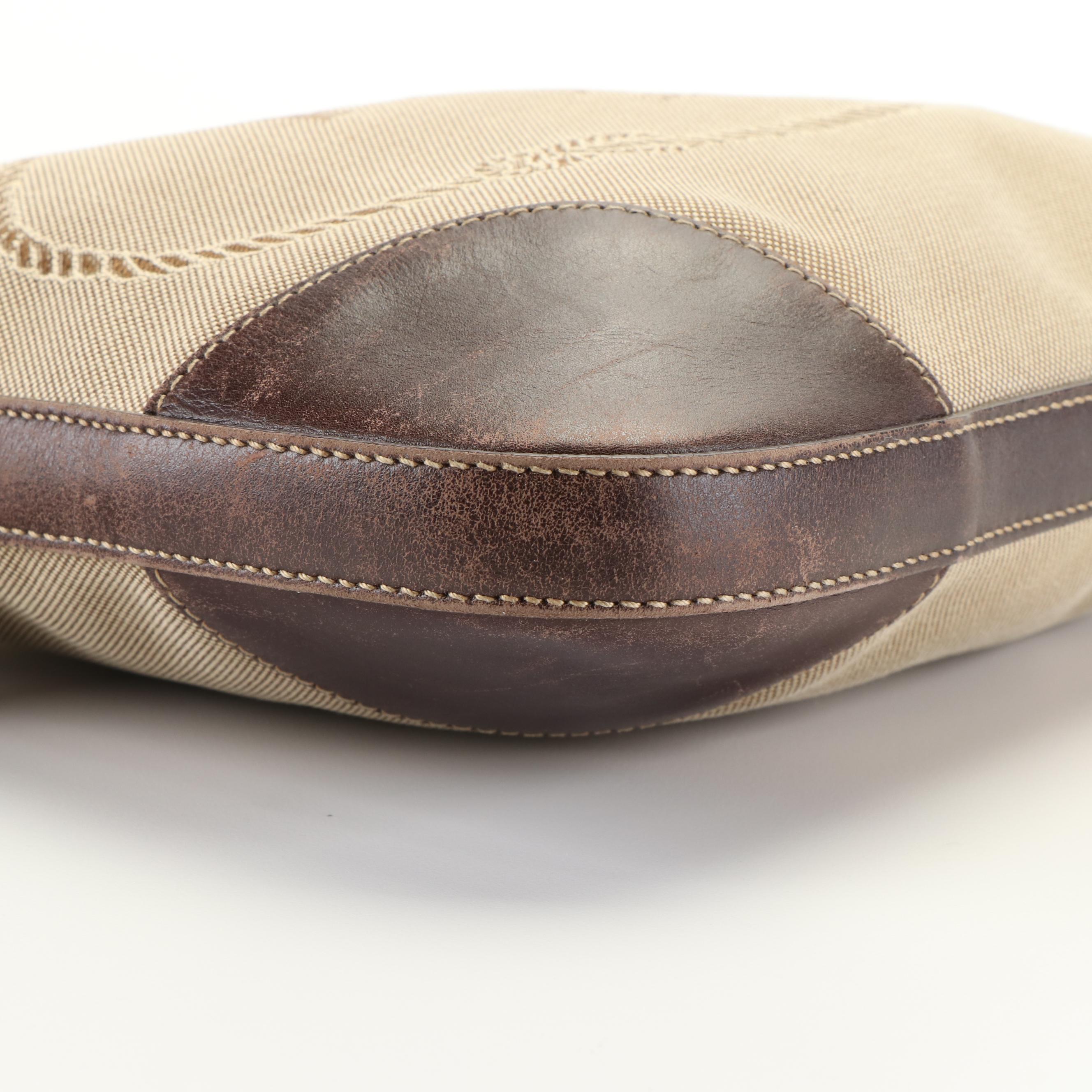 Prada Logo Jacquard Canapa Shoulder Bag