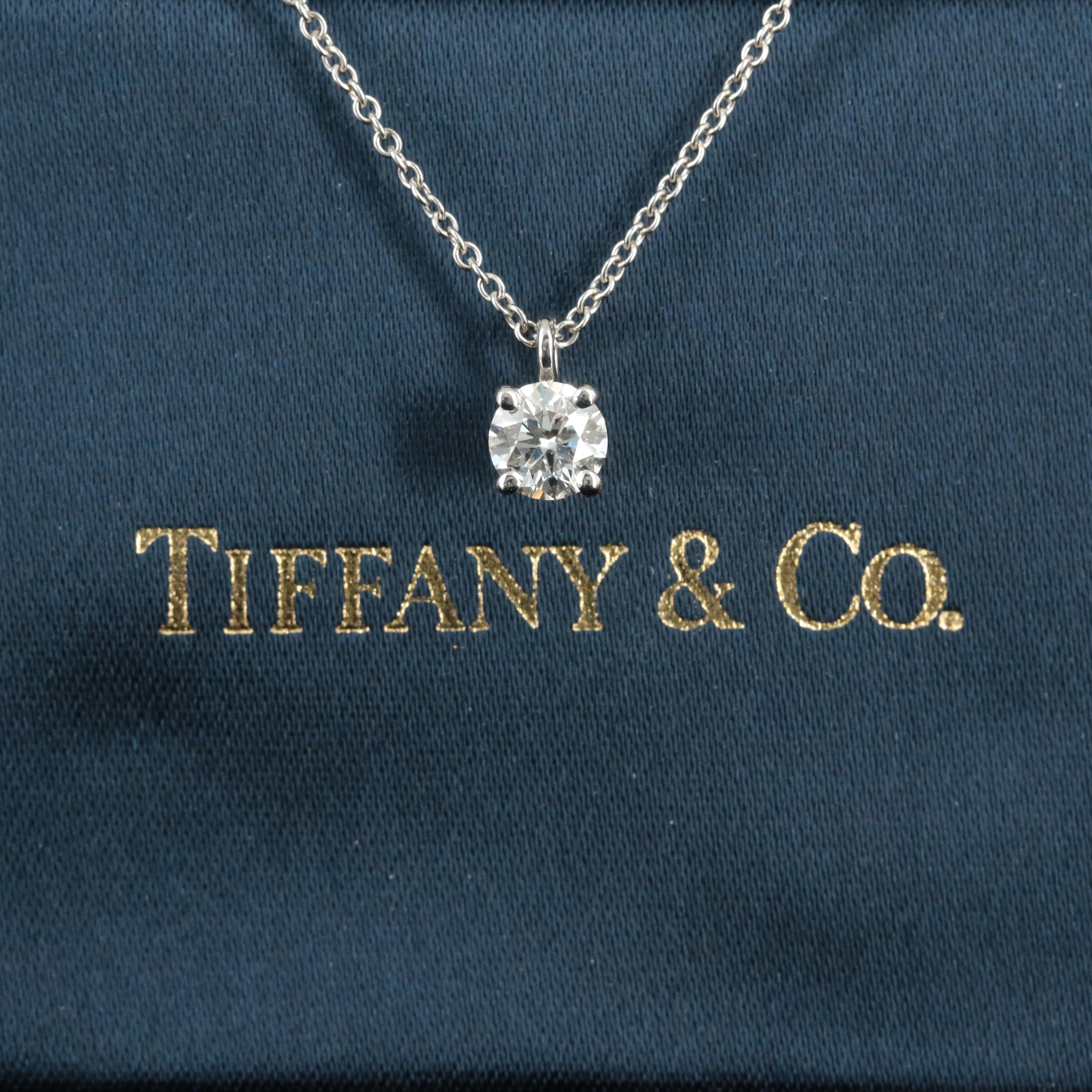 Tiffany & Co. Platinum 0.41 CT Diamond Necklace with Tiffany Certificate